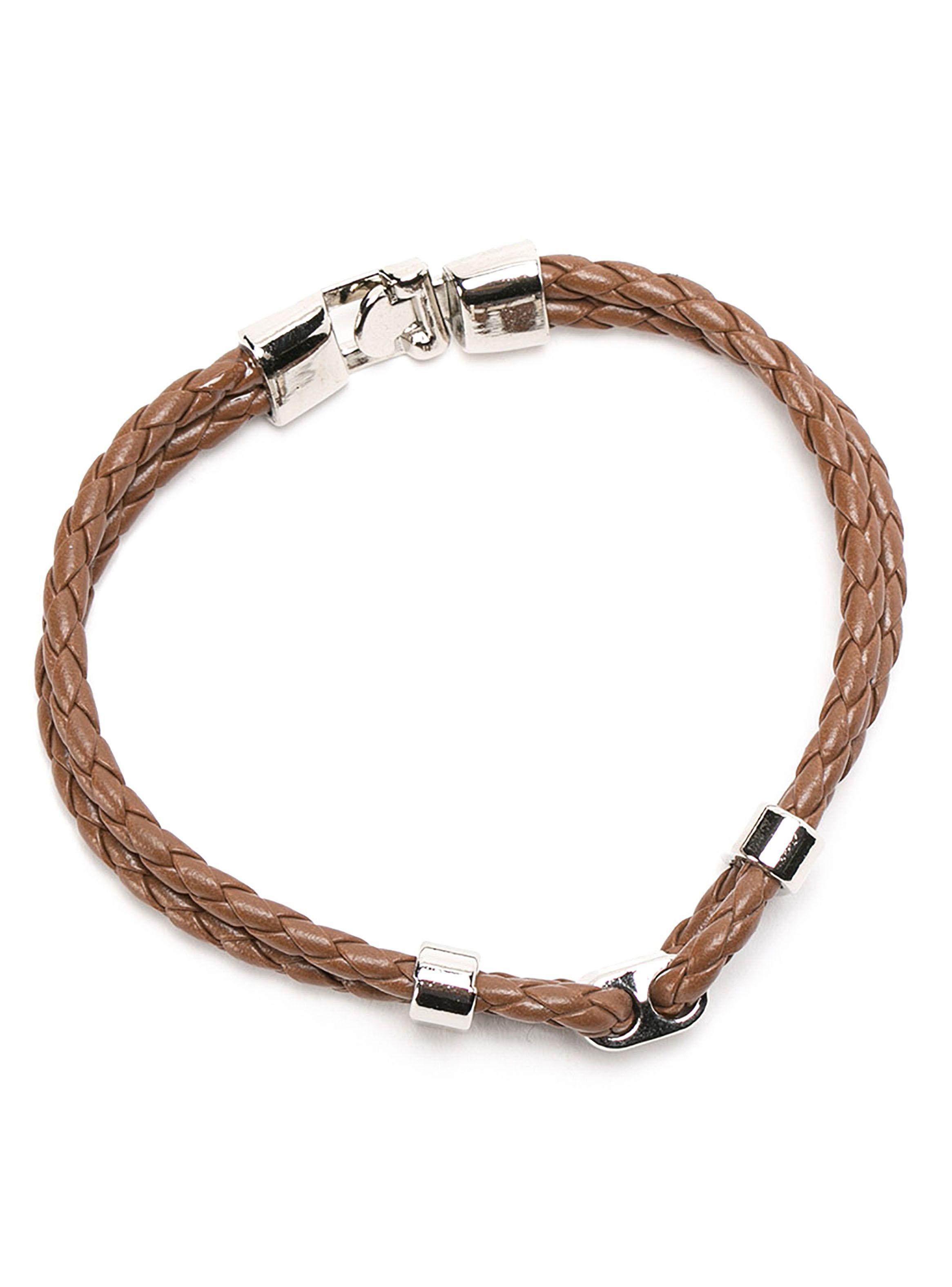 Pulsera Cuero Café Detalles Acero Hombre-1