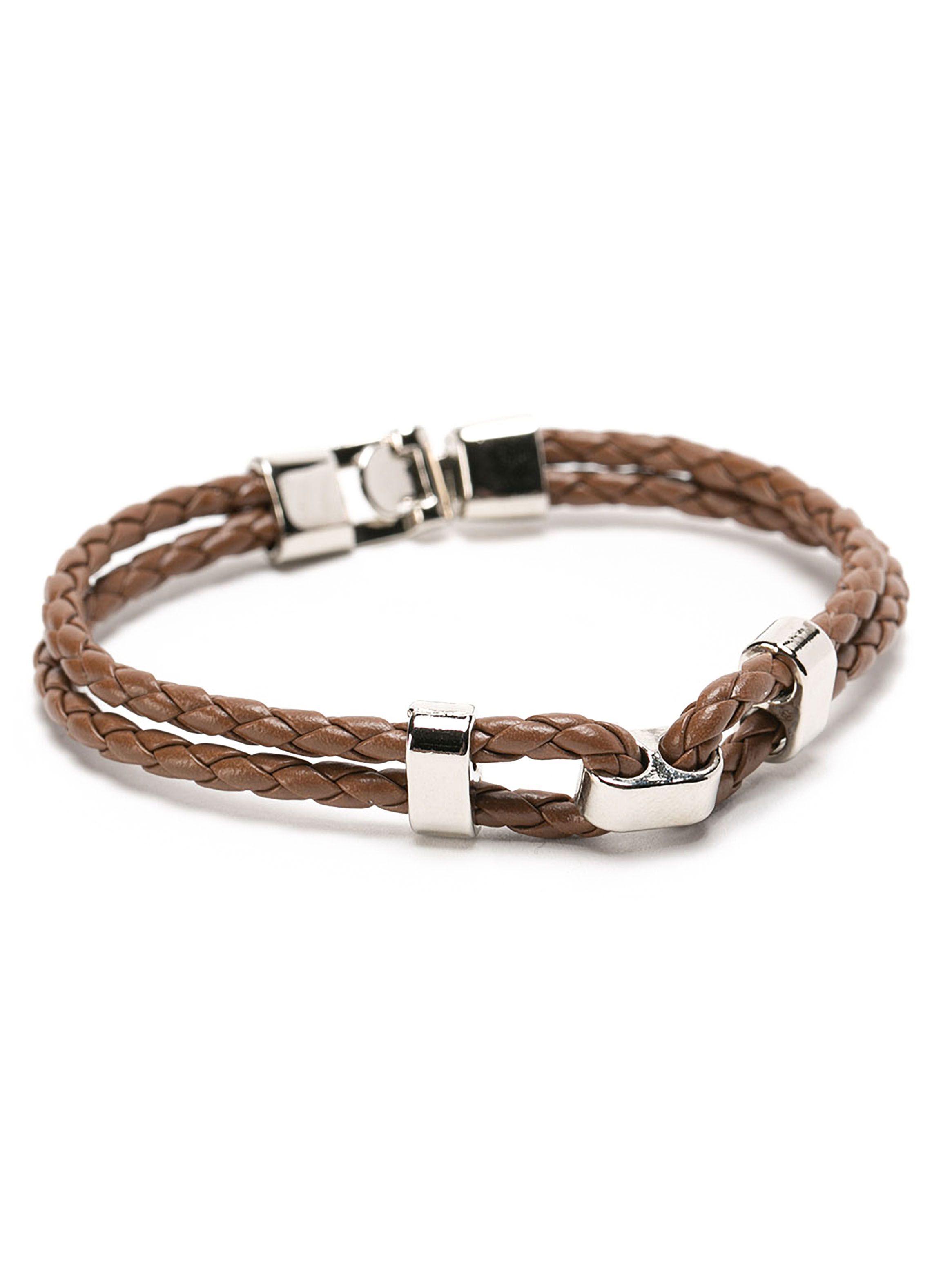 Pulsera Cuero Café Detalles Acero Hombre-0