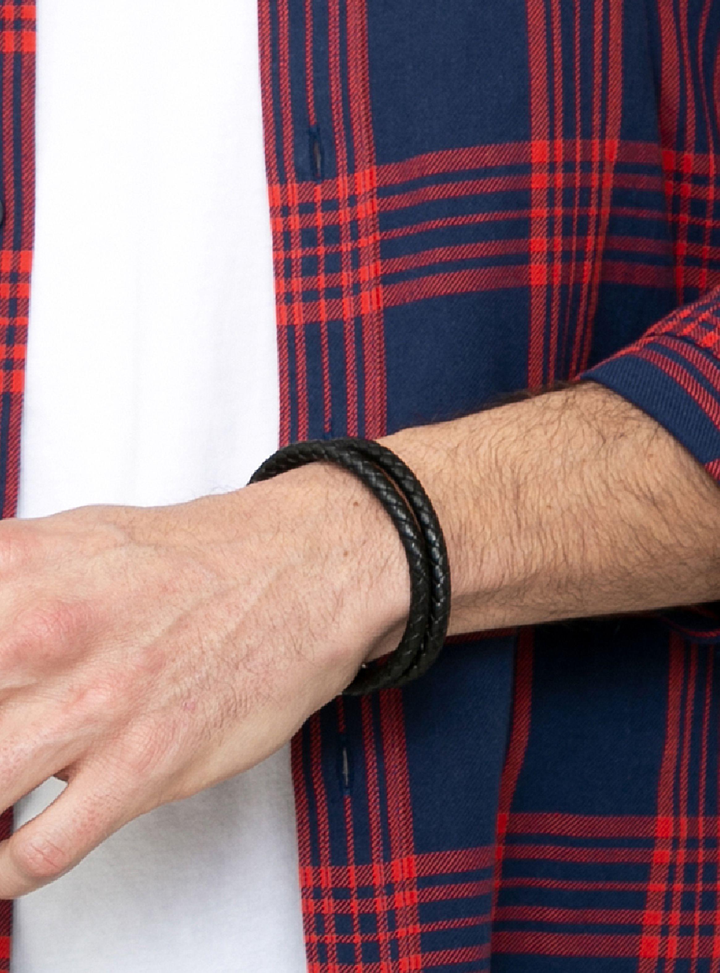Pulsera de Cuero Negro Trenzado con Broche Acero-4