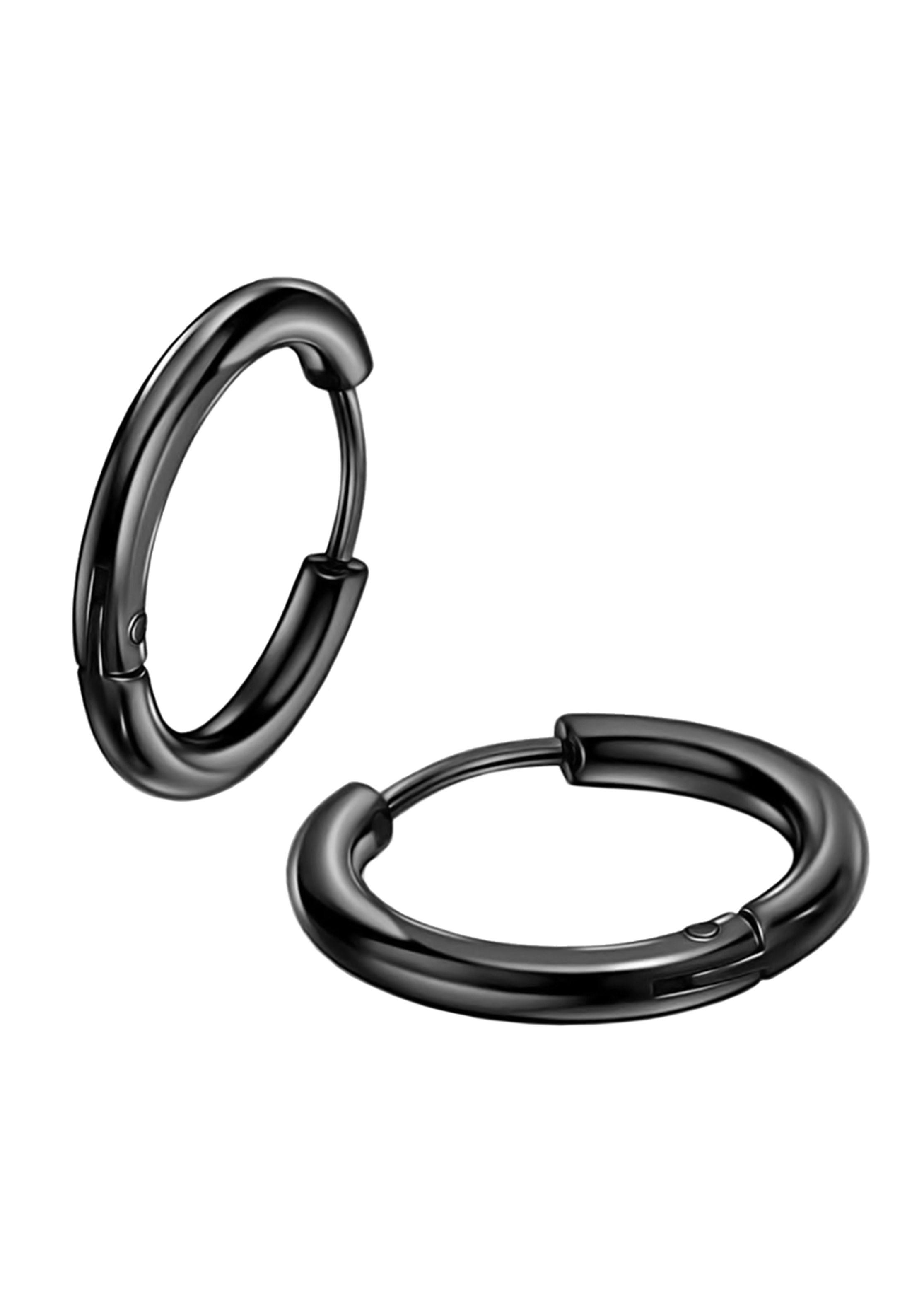 Aros Argolla Punk en Acero color Negro 12 mm-0