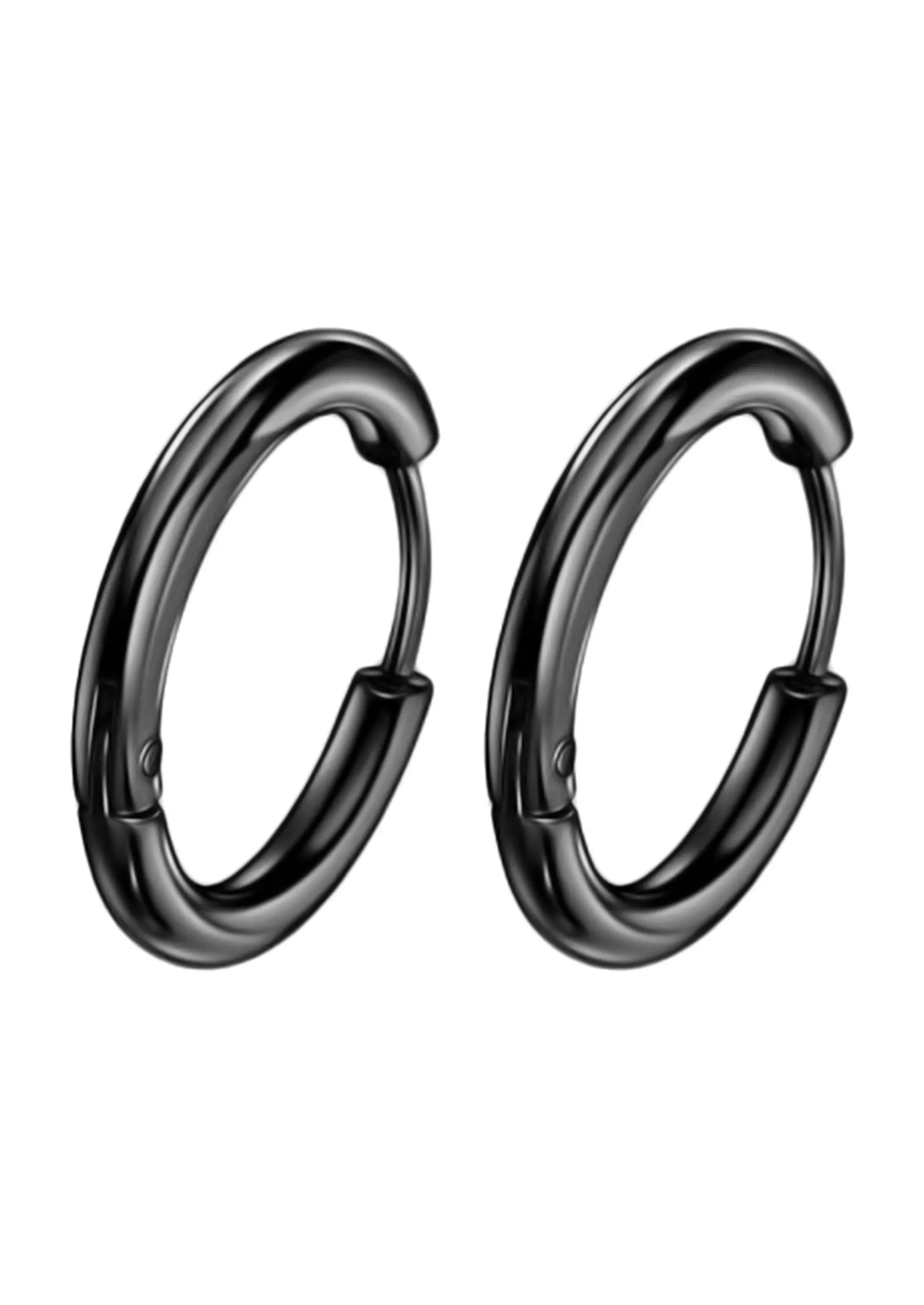 Aros Argolla Punk en Acero color Negro 12 mm-1
