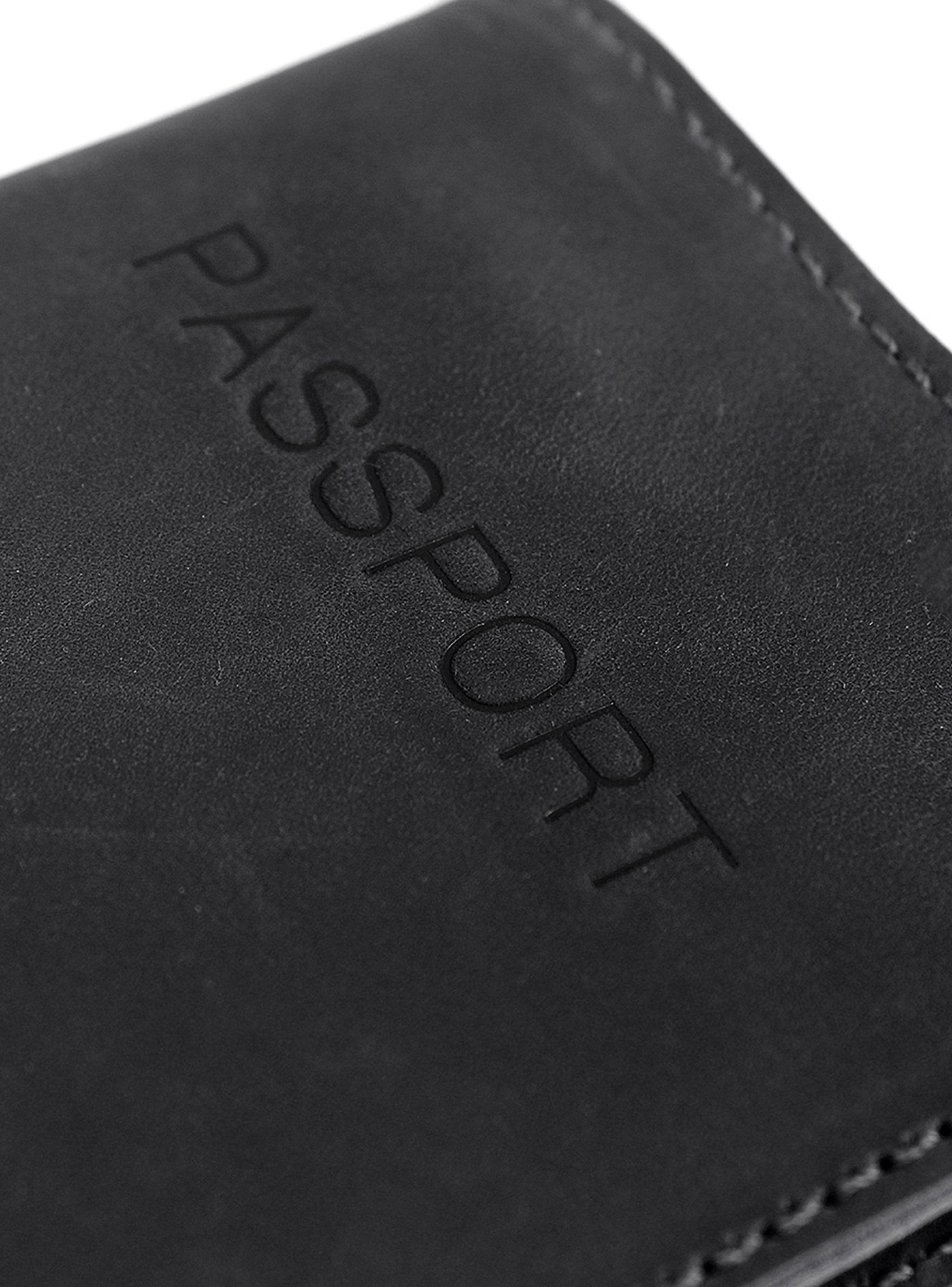 Porta Pasaporte Documentos Cuero Natural Negro-6