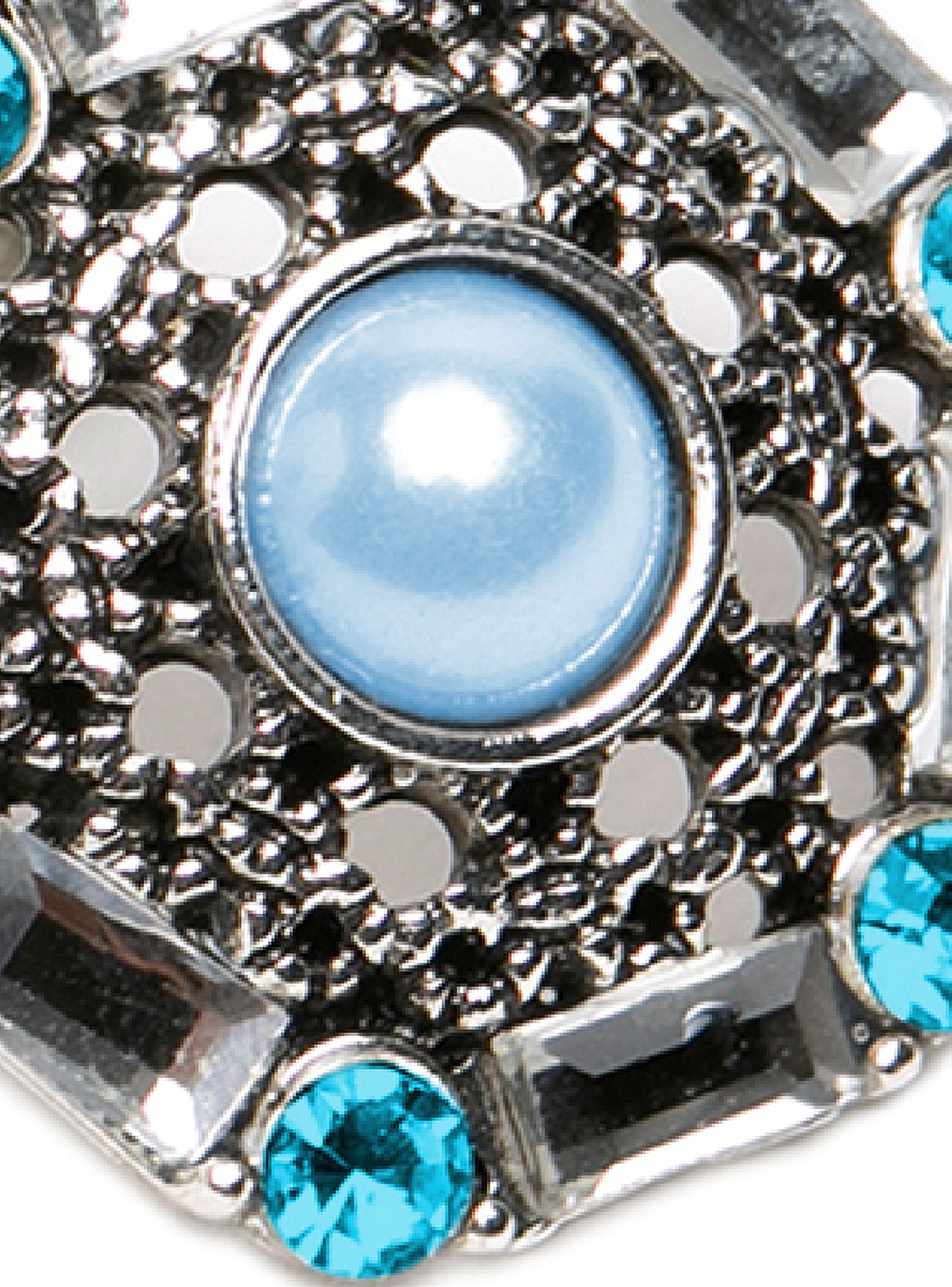 Aros Aretes Acero Perla Brillantes Azules-3