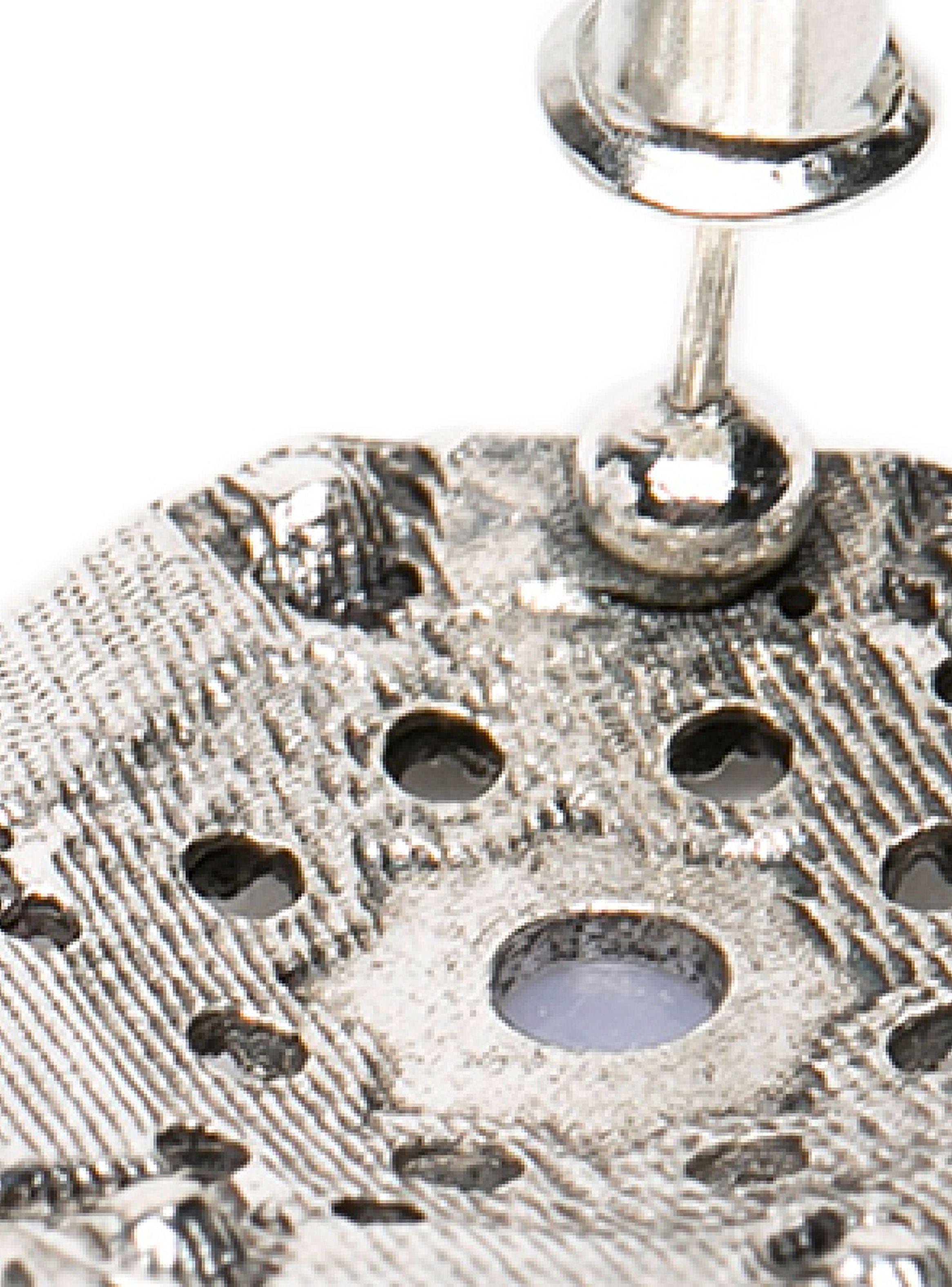 Aros Aretes Acero Perla Brillantes Azules-4