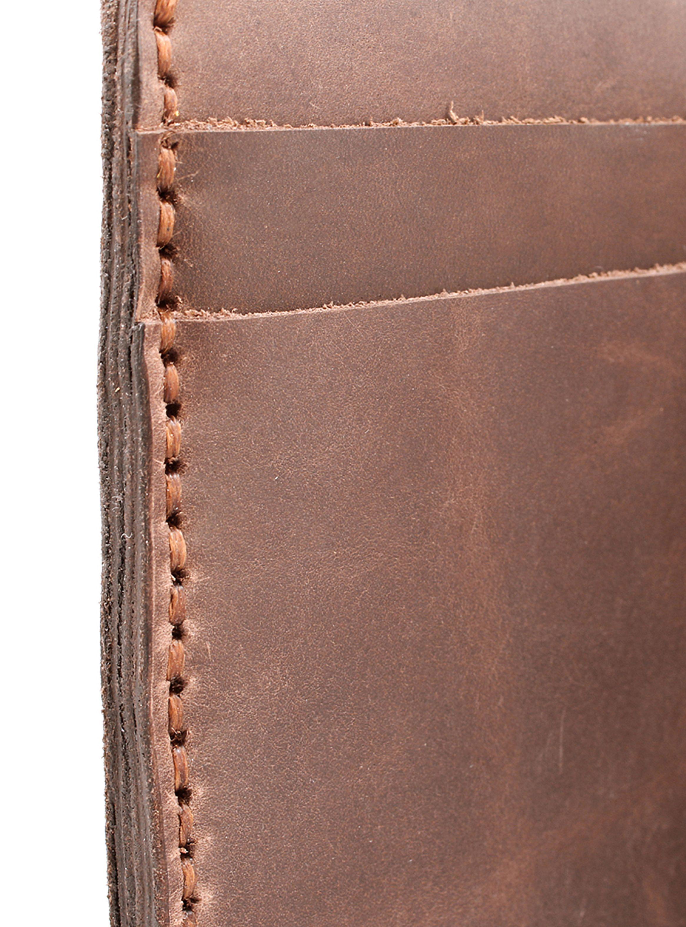 Billeteras Tarjetero Vertical Cuero Natural Marrón-3