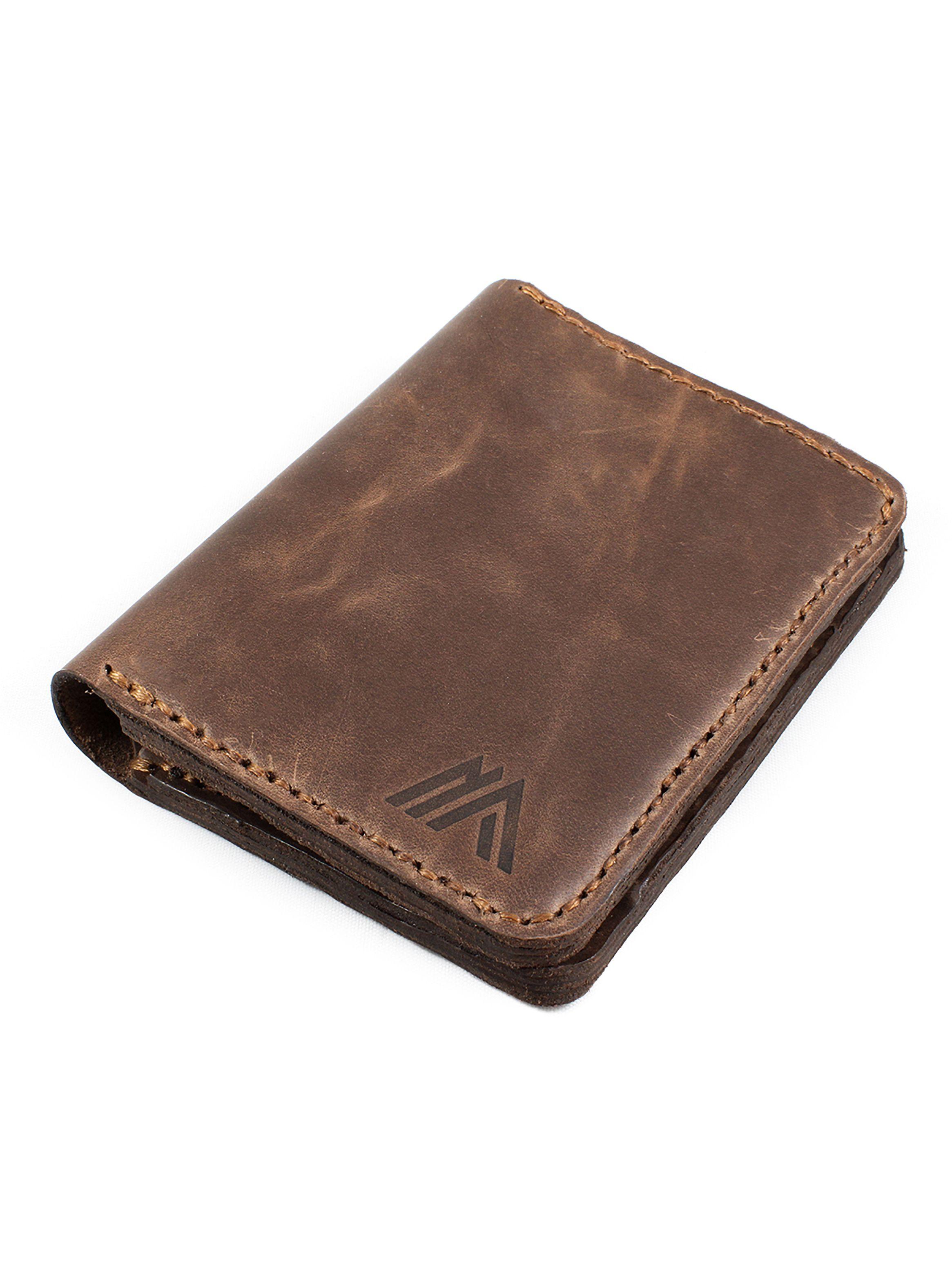 Billeteras Tarjetero Vertical Cuero Natural Marrón-5