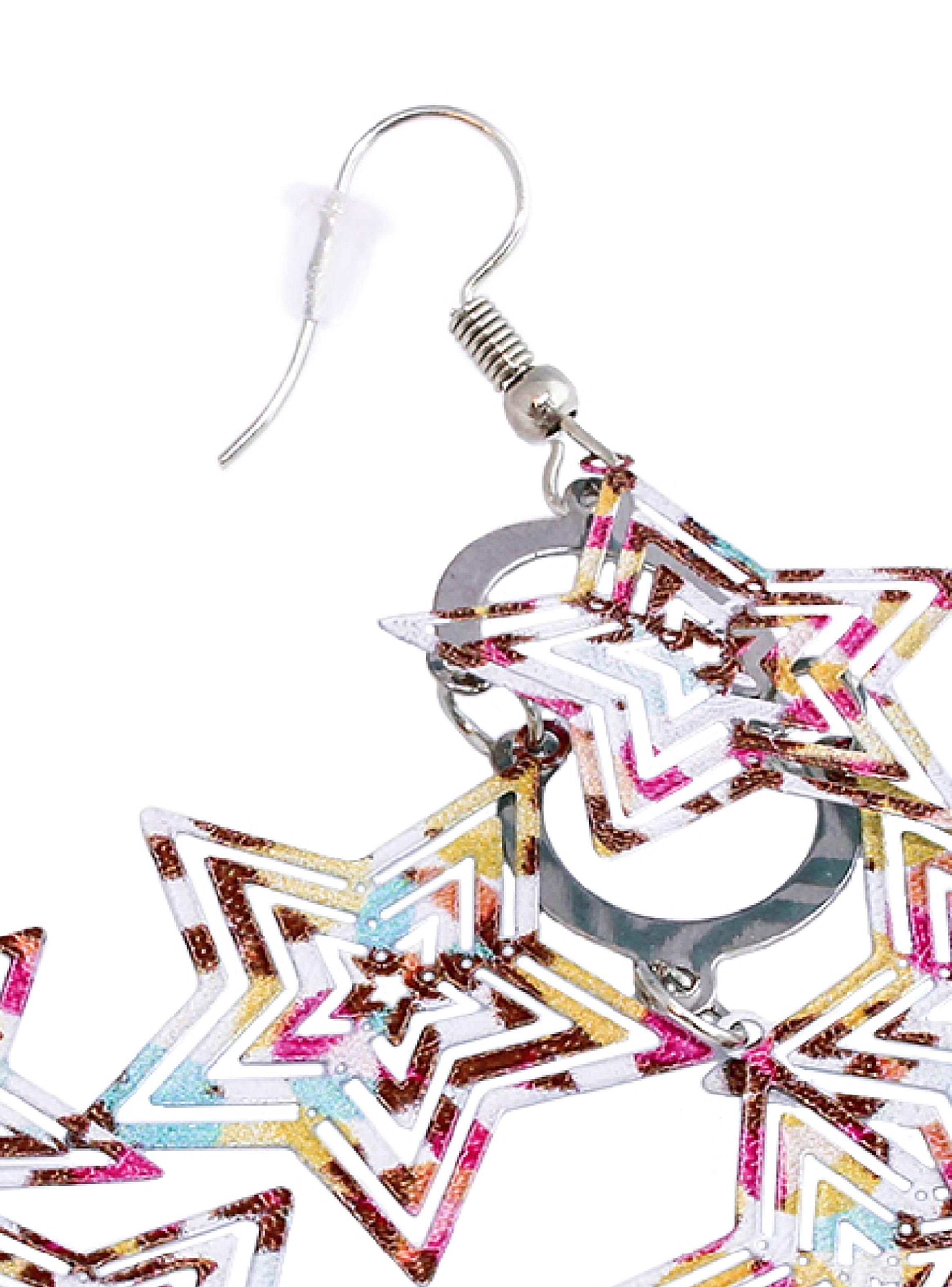Aros Mujer Largos Fiesta Estrellas Colgantes Multicolor-3