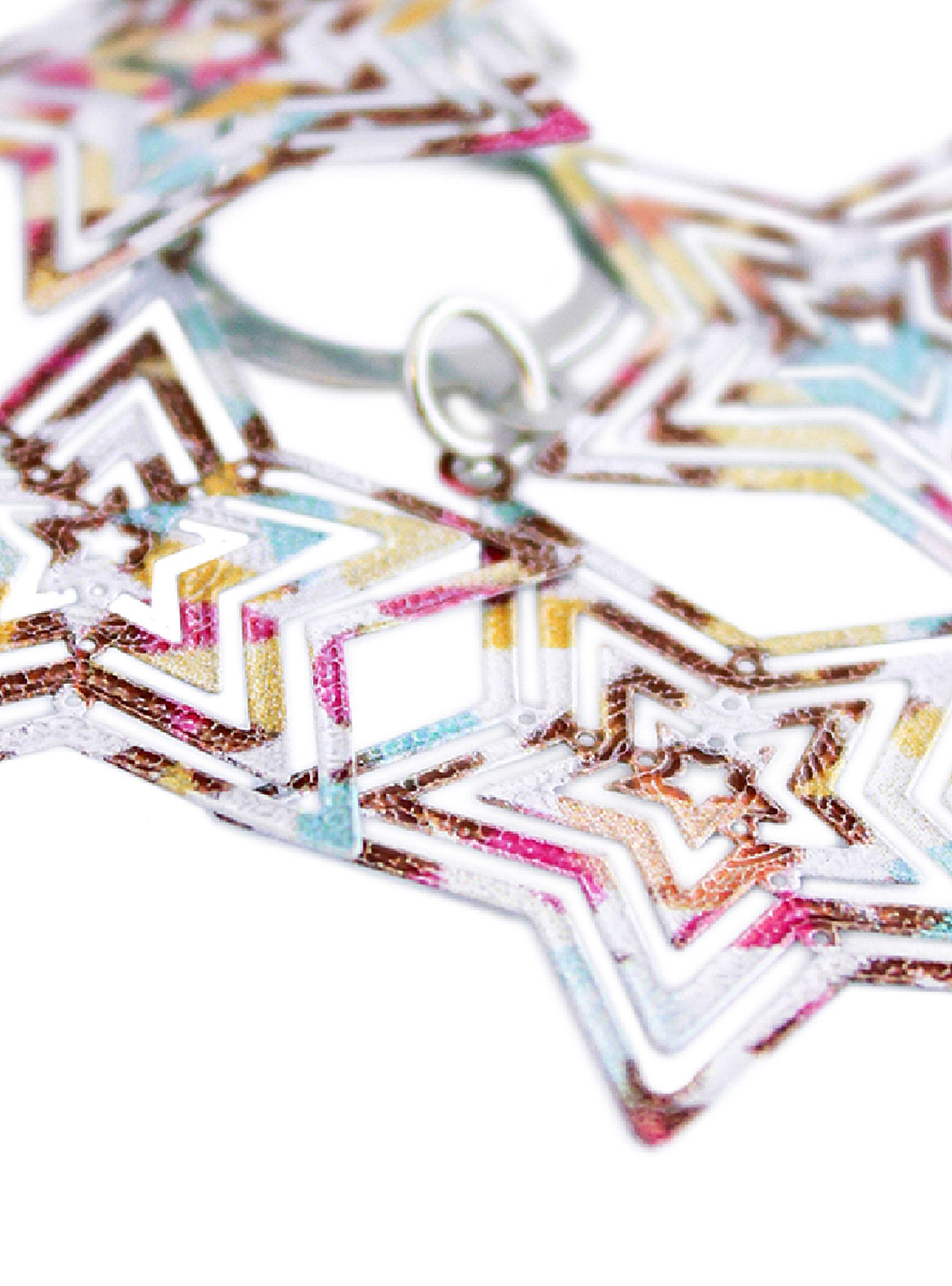 Aros Mujer Largos Fiesta Estrellas Colgantes Multicolor-4