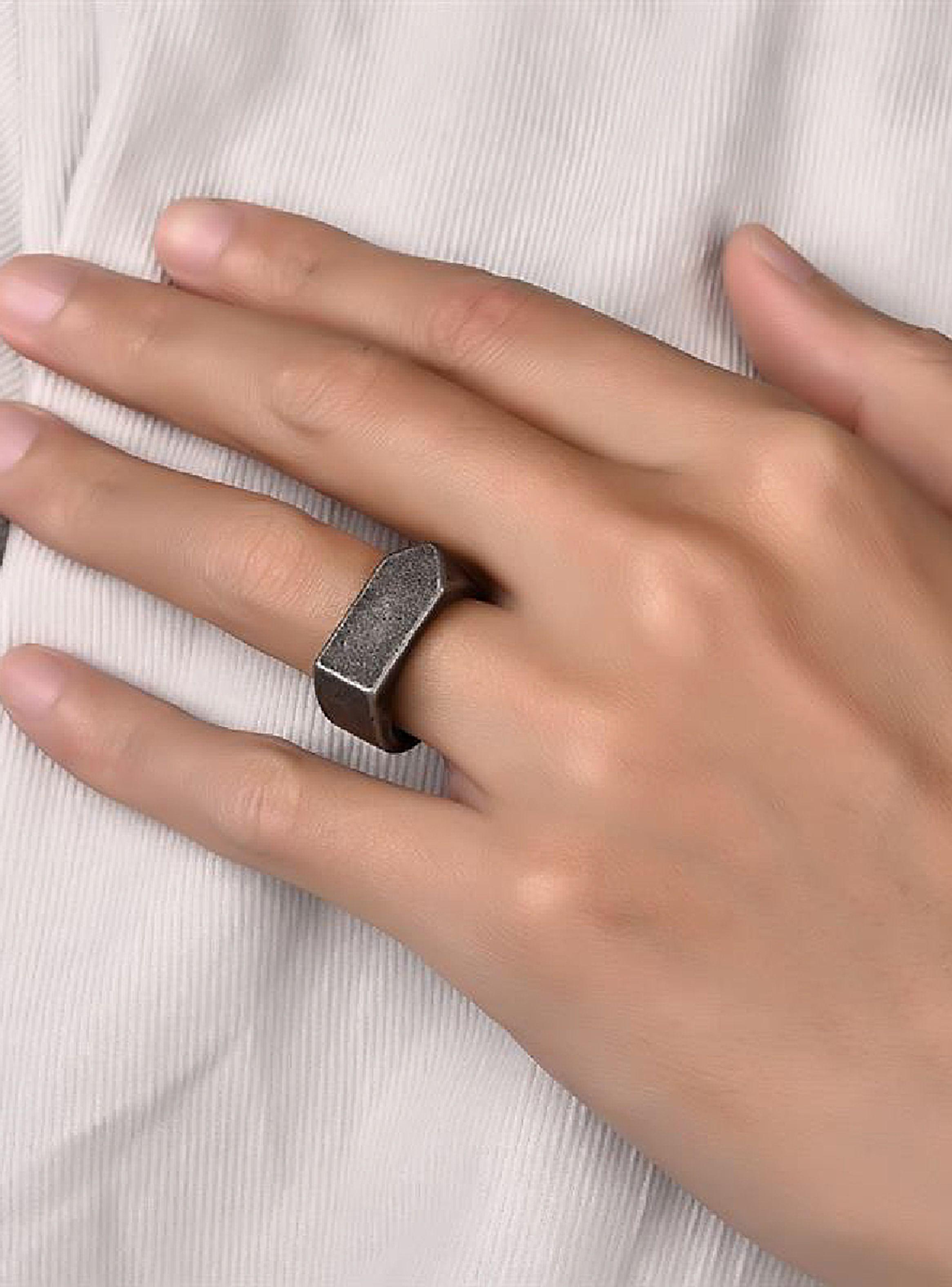Anillos Plateado Hombre Envejecido Plano Sello Flecha Talla 11-5