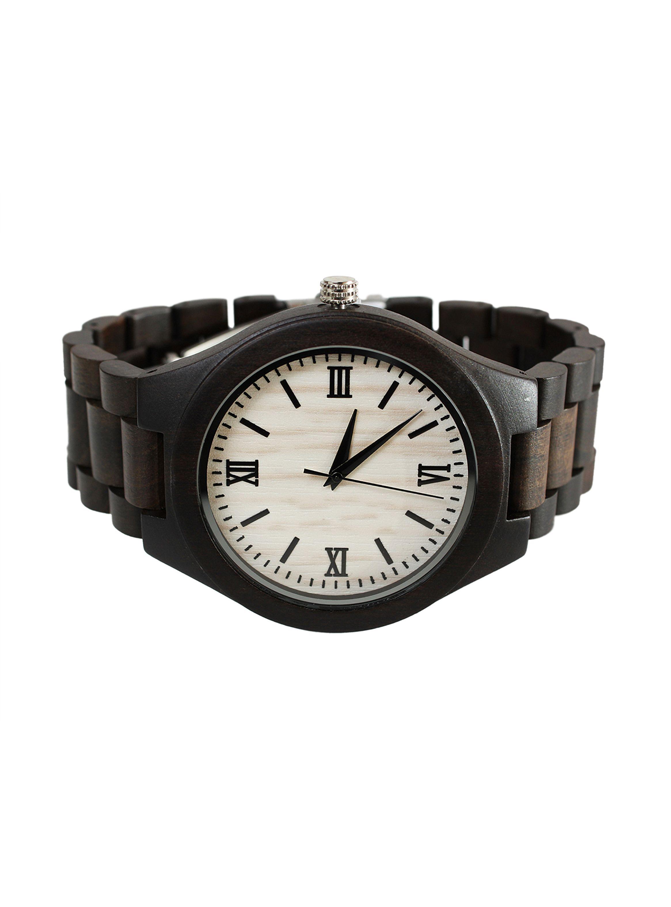 Reloj Correa Madera con Números Romanos-2