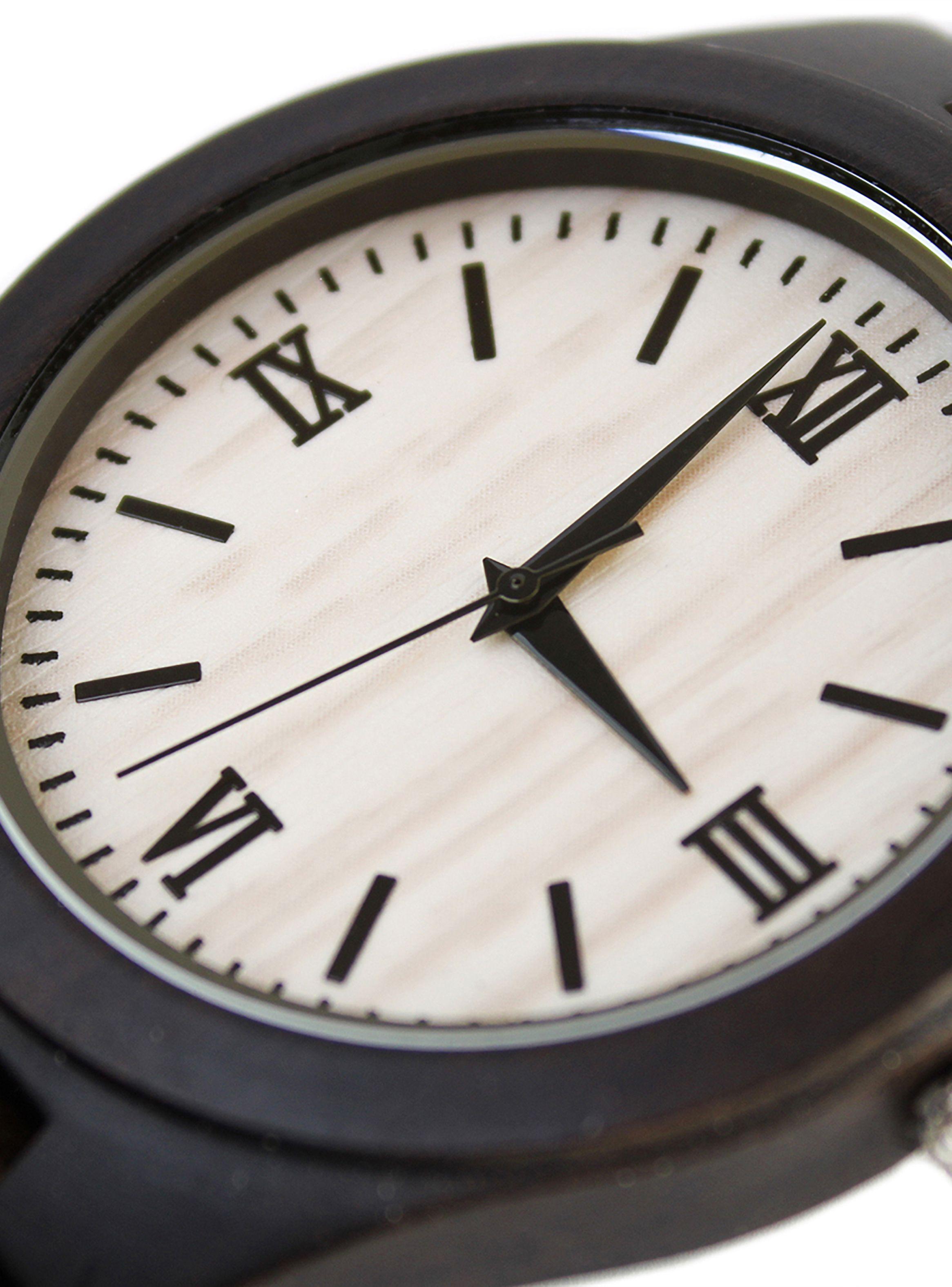 Reloj Correa Madera con Números Romanos-3