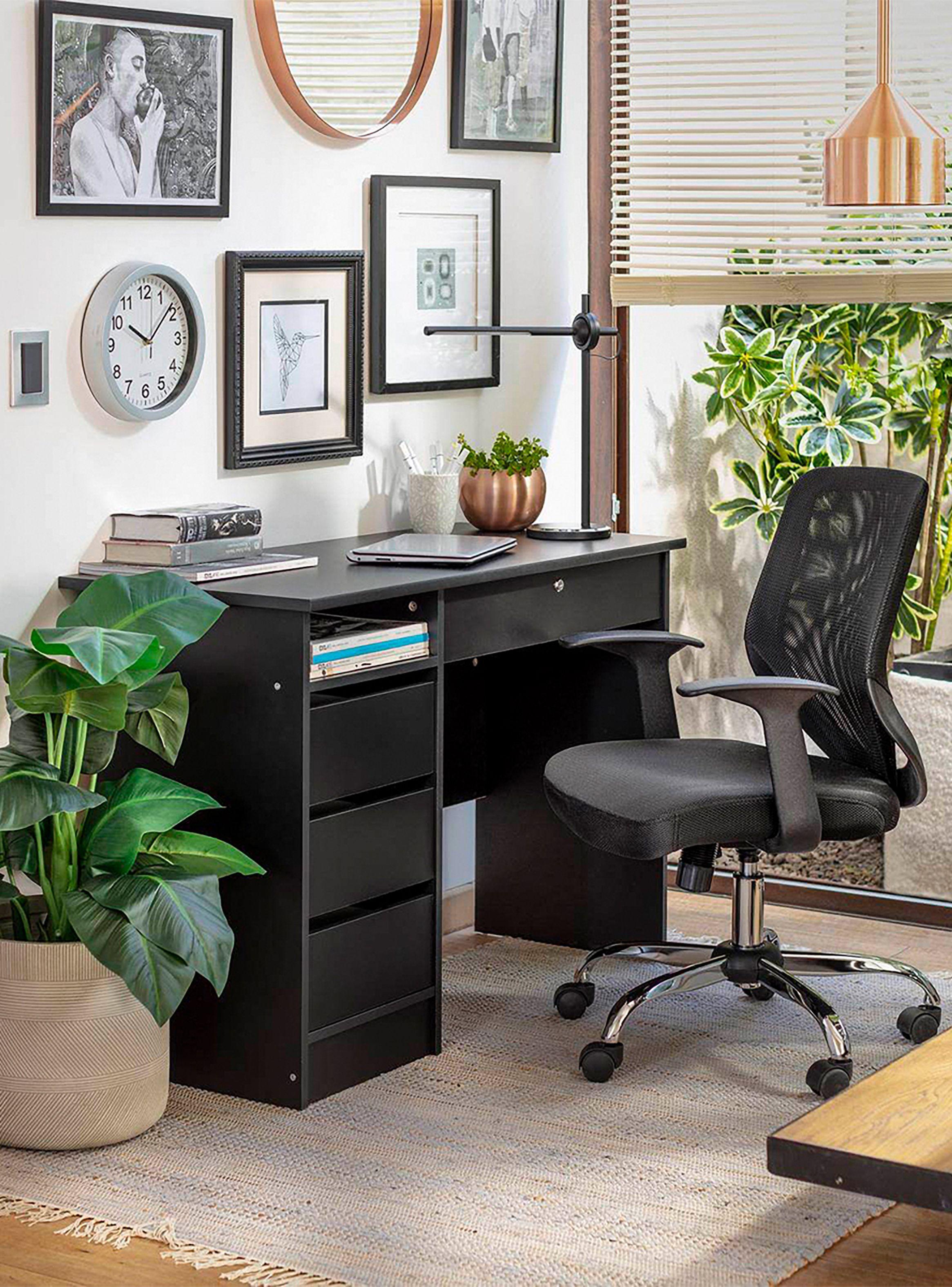 Silla de Escritorio Nil Negra Regulable Reclinable con Apoyabrazos-3