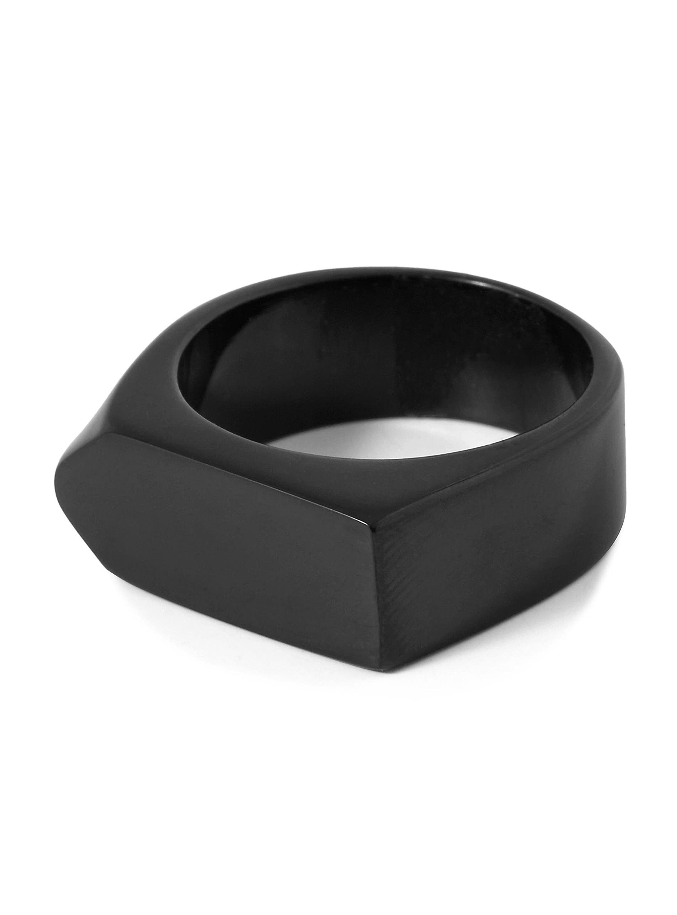 Anillo de Hombre Acero Negro Plano Sello Flecha Talla 11-1