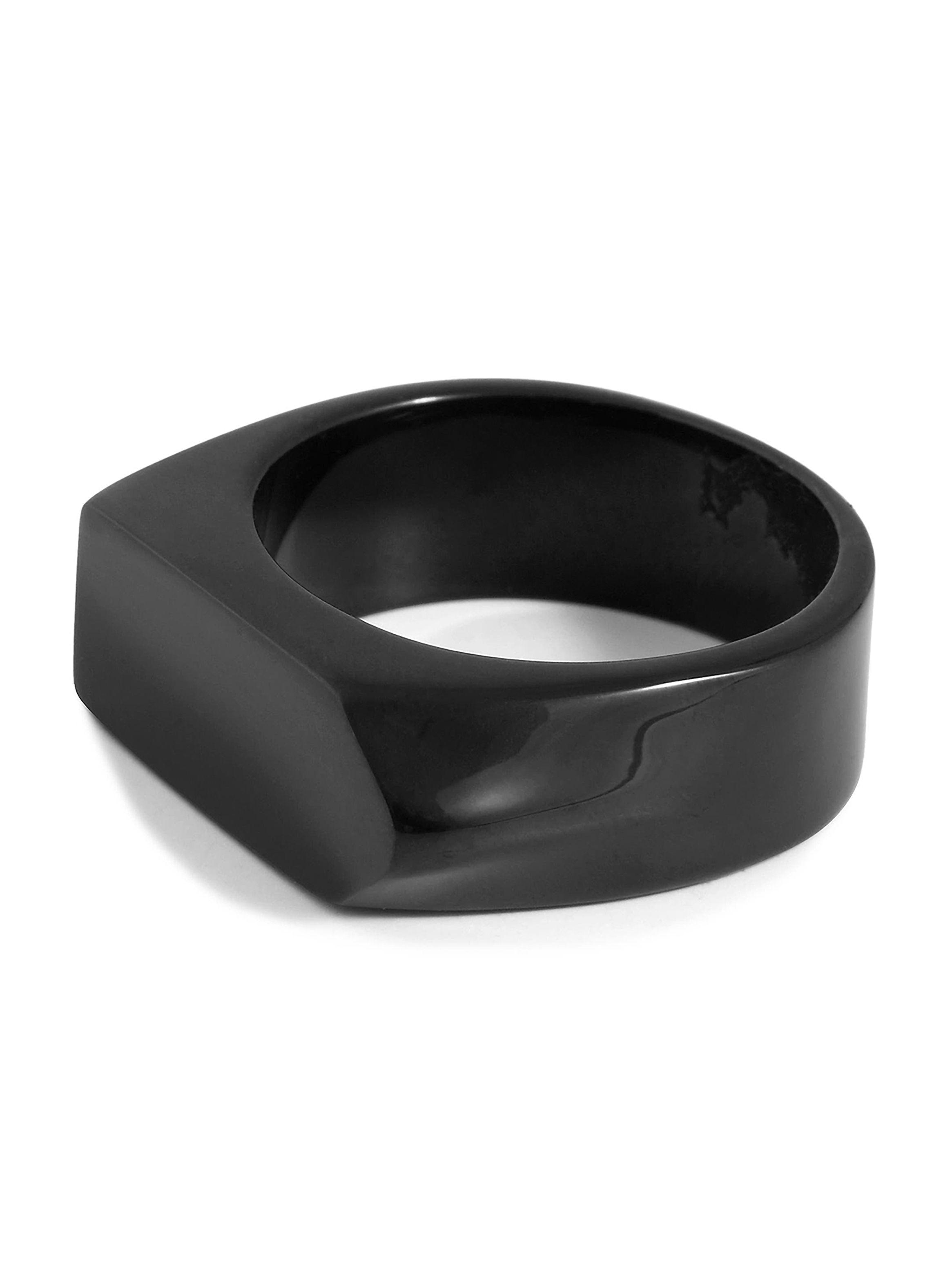 Anillo de Hombre Acero Negro Plano Sello Flecha Talla 11-4