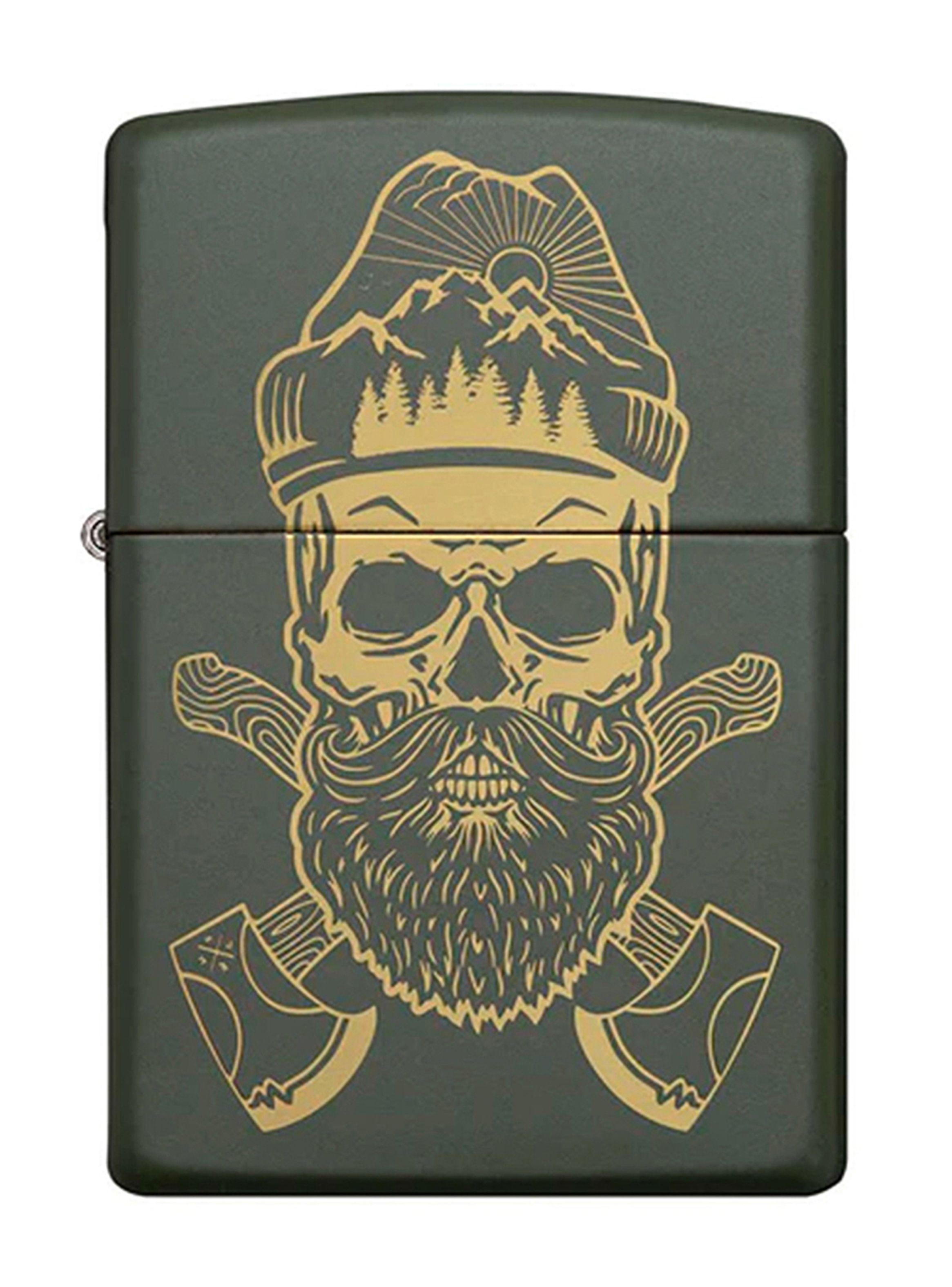 Encendedor Zippo Lighter Outdoor Skull Design Verde-1