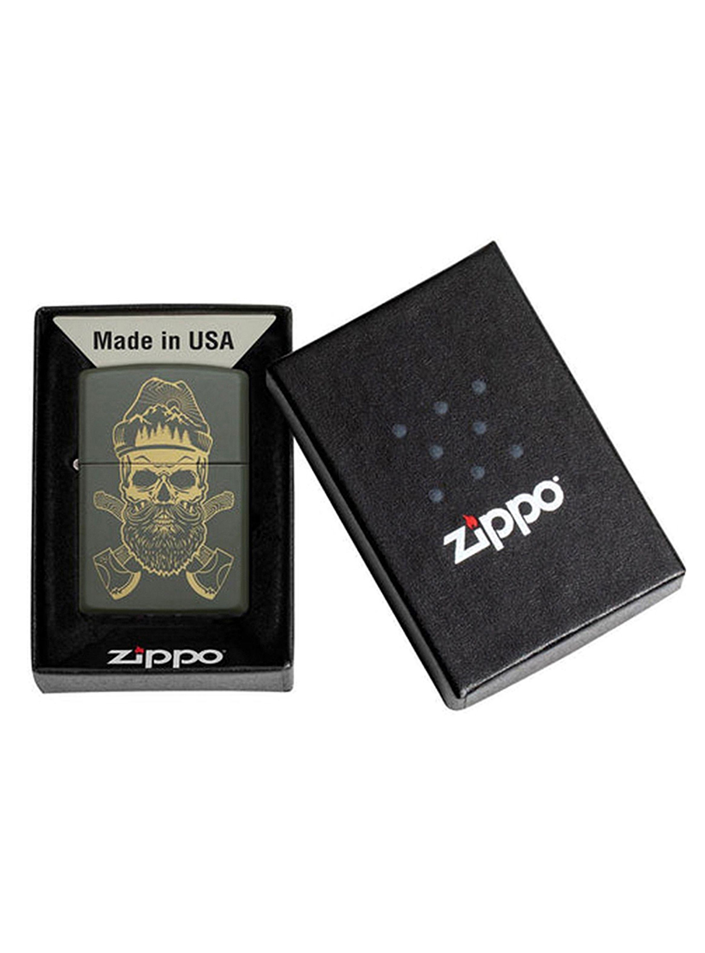 Encendedor Zippo Lighter Outdoor Skull Design Verde-2