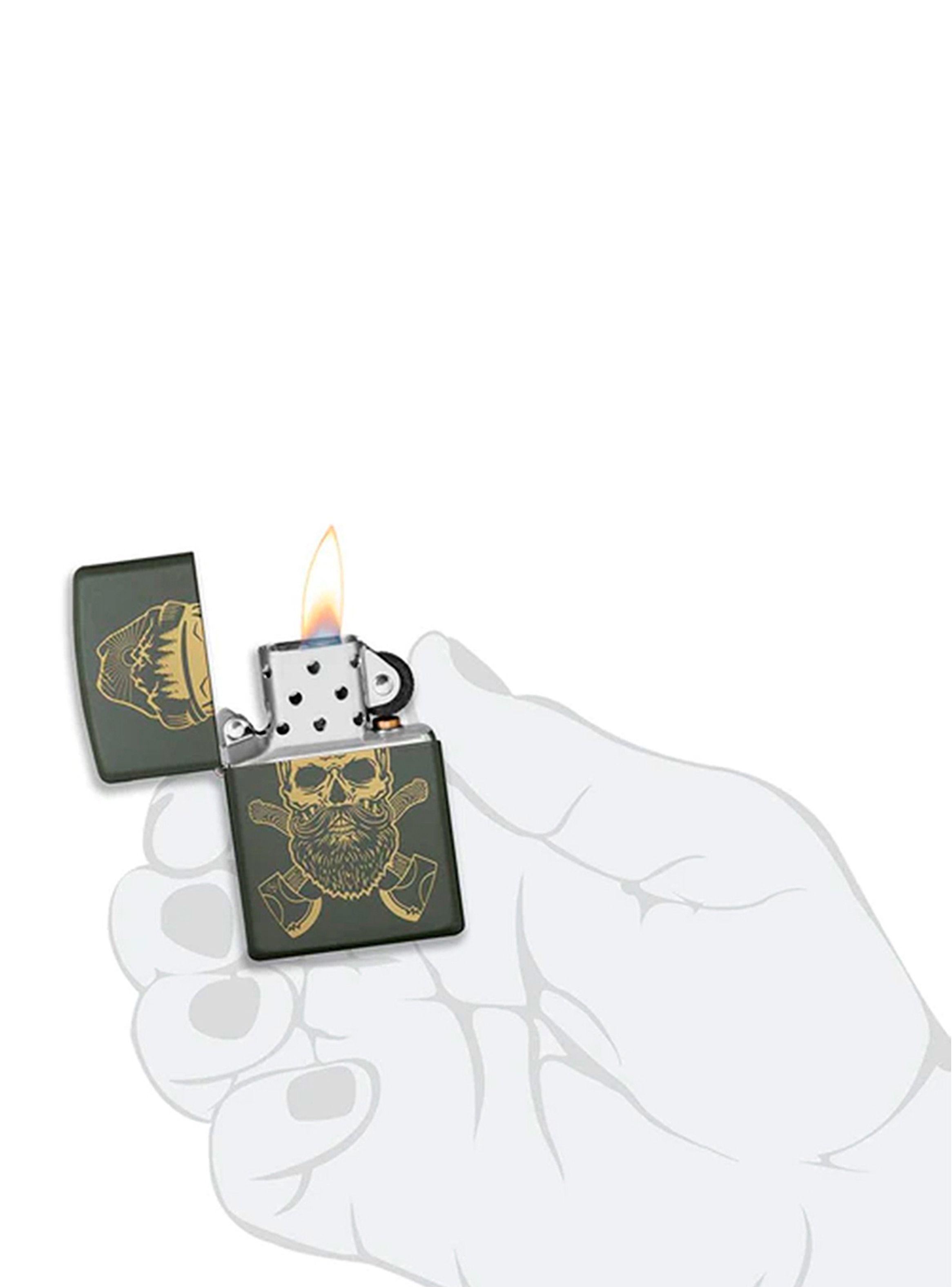 Encendedor Zippo Lighter Outdoor Skull Design Verde-5