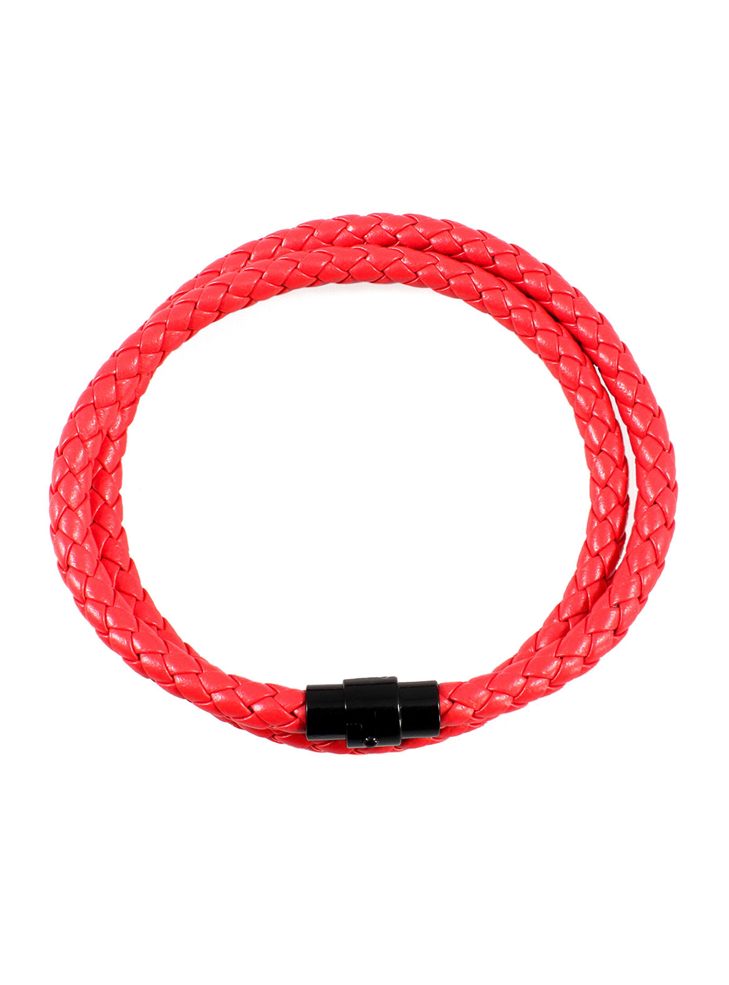 Pulsera de Cuero Rojo Brazalete Largo Hombre-1