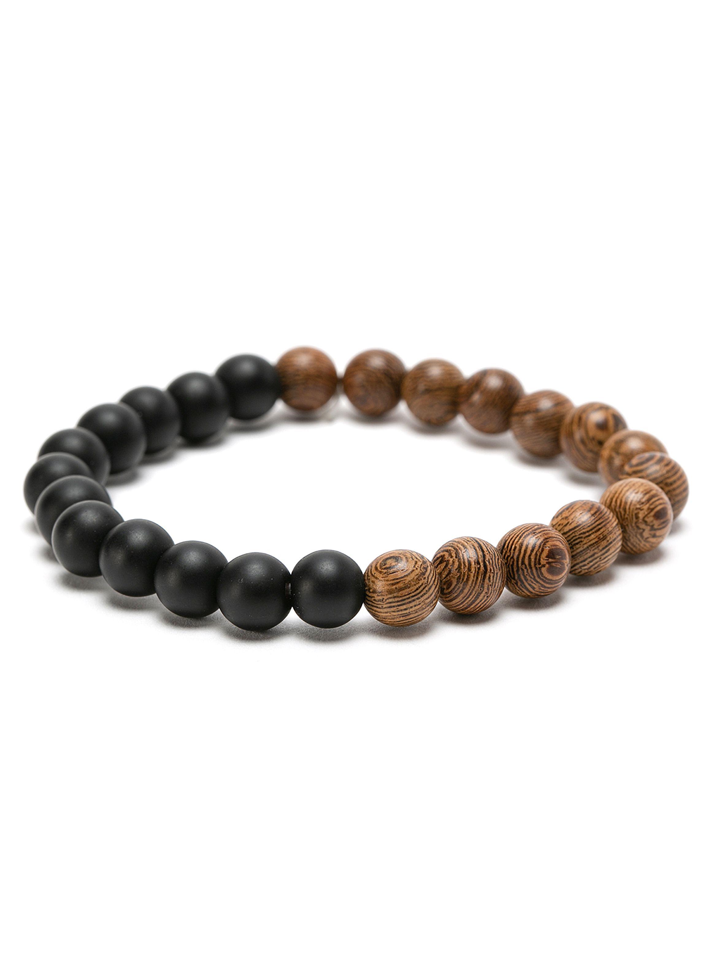 Pulsera Elástica con Piedras Naturales Ónix y Madera-0
