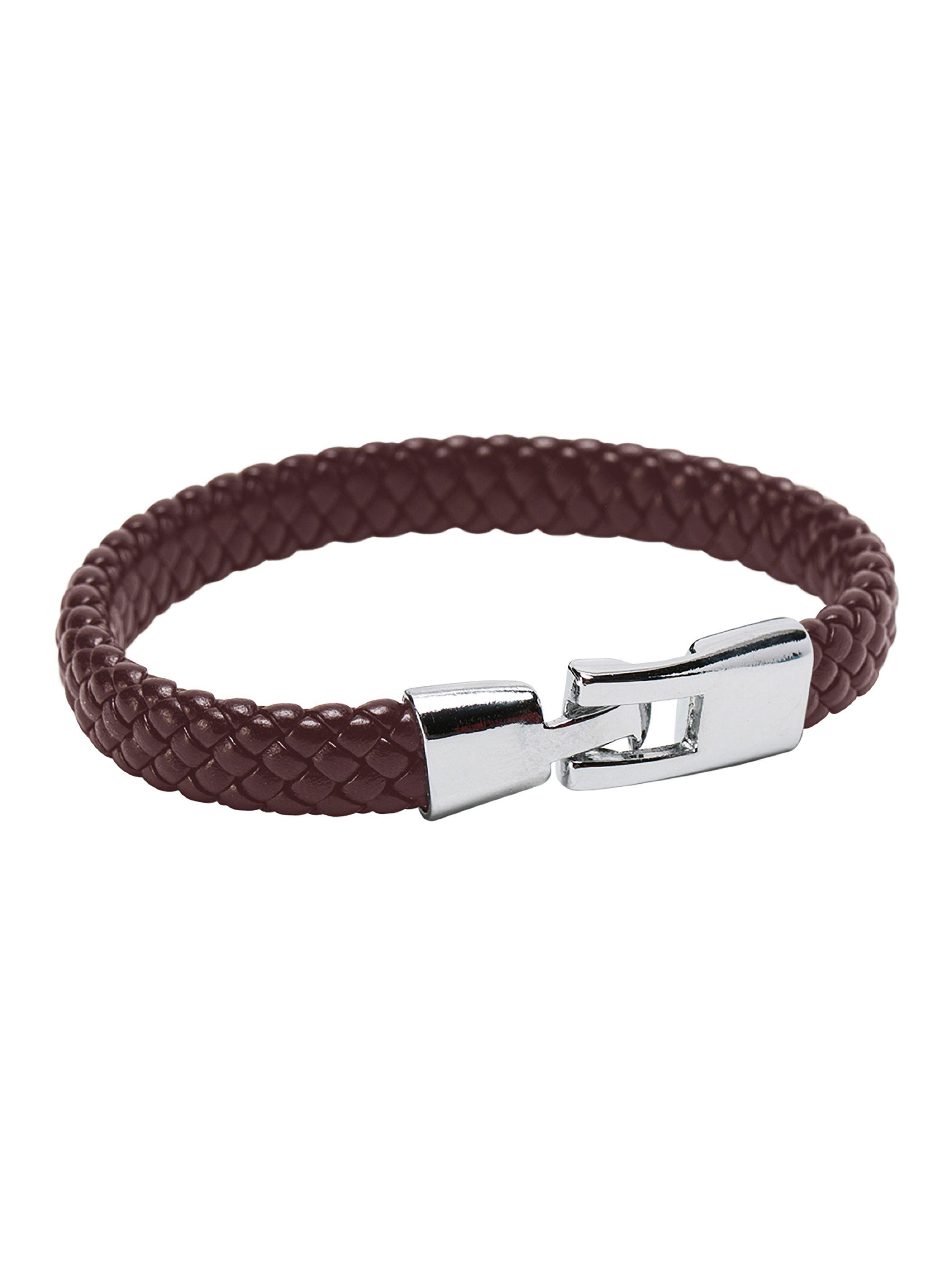 Pulsera Hombre Cuero Tejido Piel de Serpiente Café-0