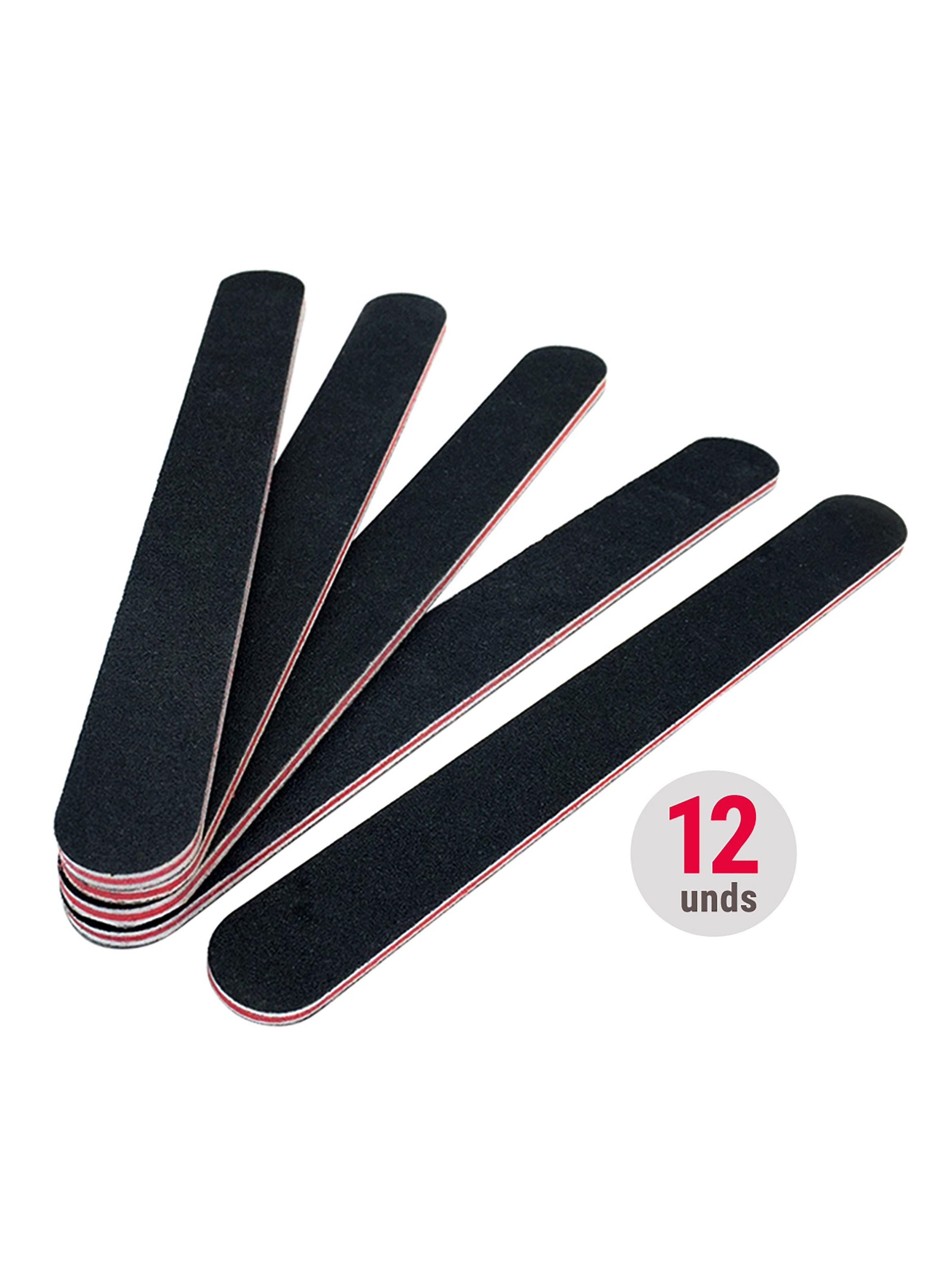 Pack 12 limas negras recta delgada 100/180-1