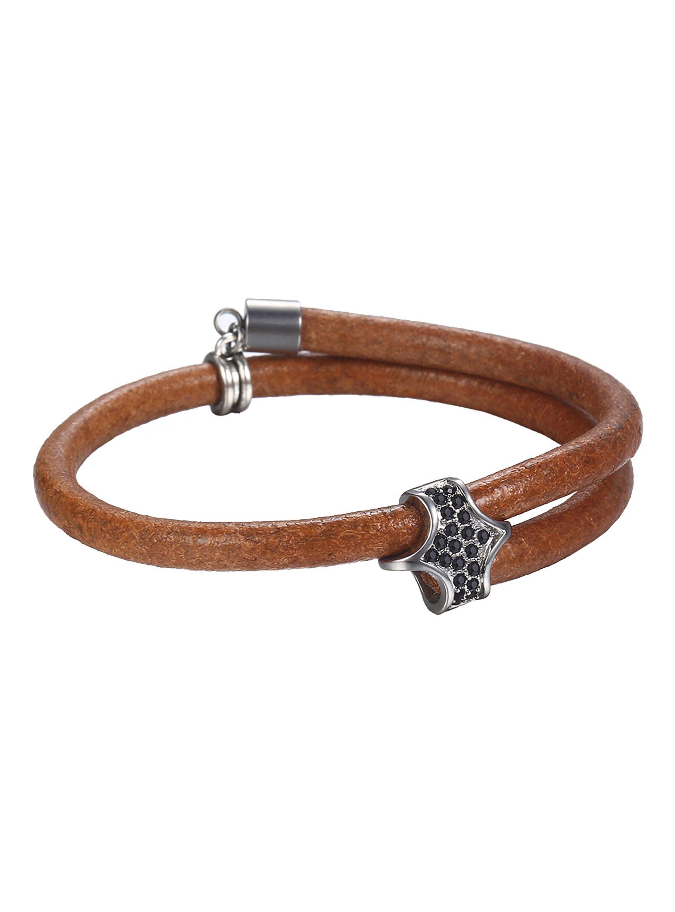 Pulsera Circular Ajustable en Cuero Liso-0