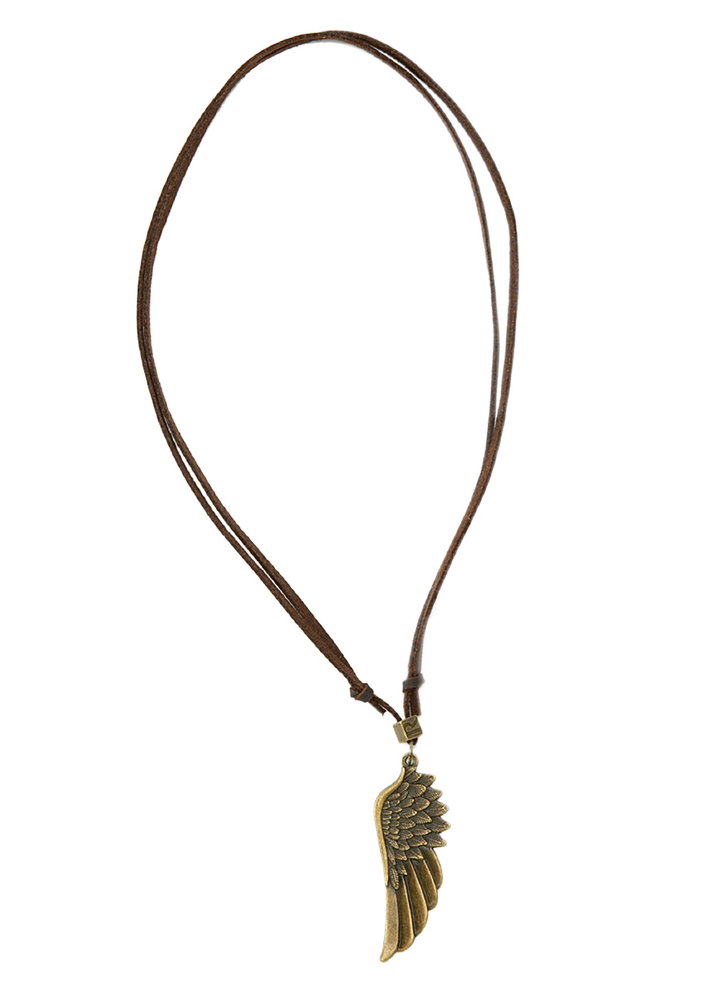 Collar Colgante de Cuero Ala de Ángel Bronce-0