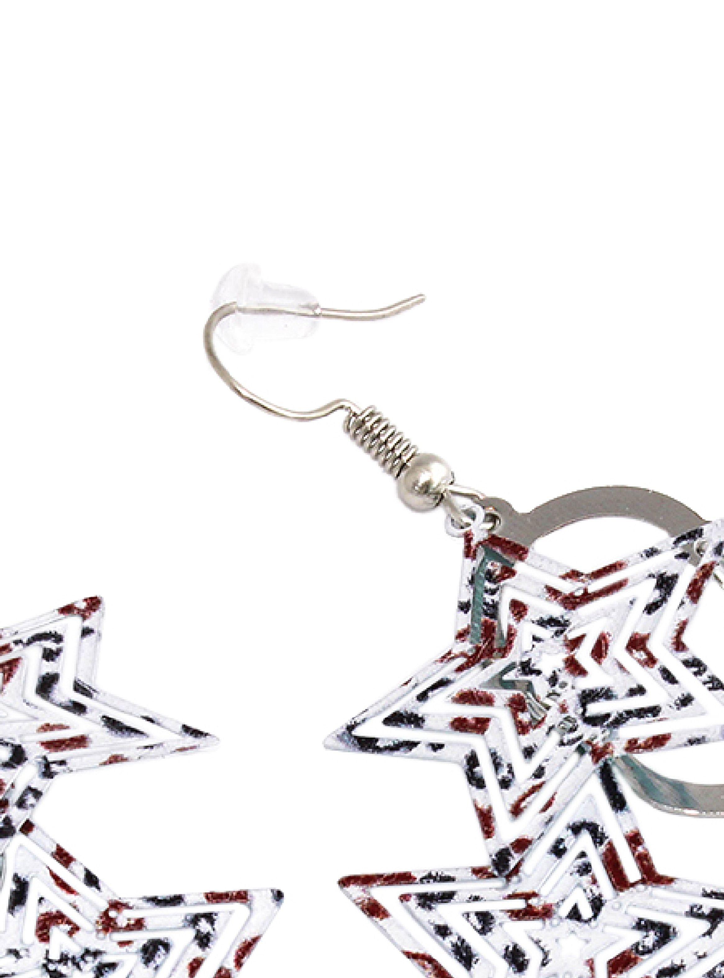 Aros Mujer Largos Fiesta Estrellas Colgantes Rojo Azul-3