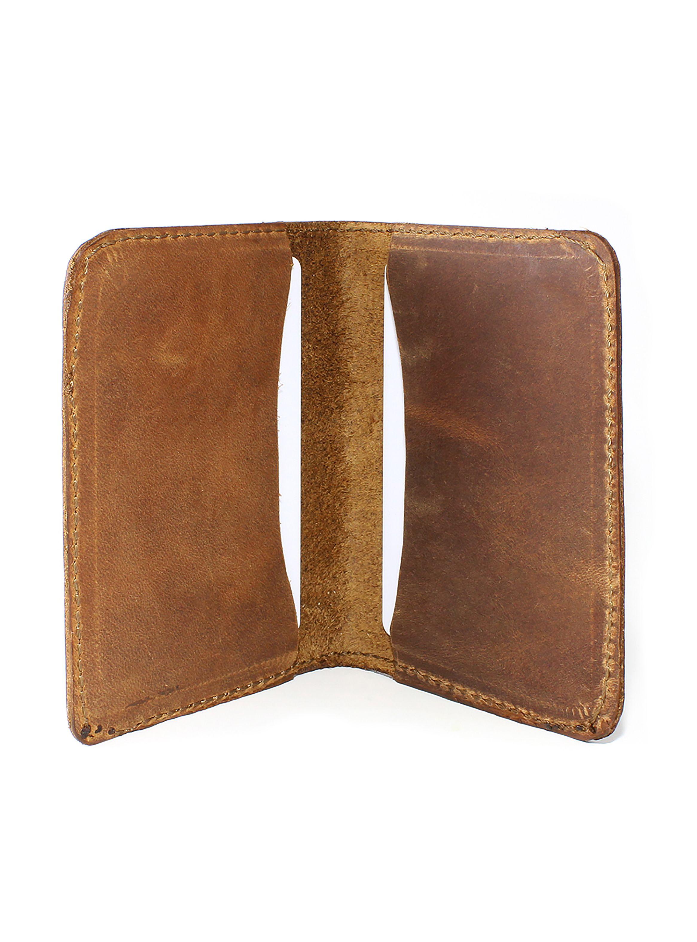 Tarjetero Unisex Porta Tarjetas de Cuero Simple Café-3
