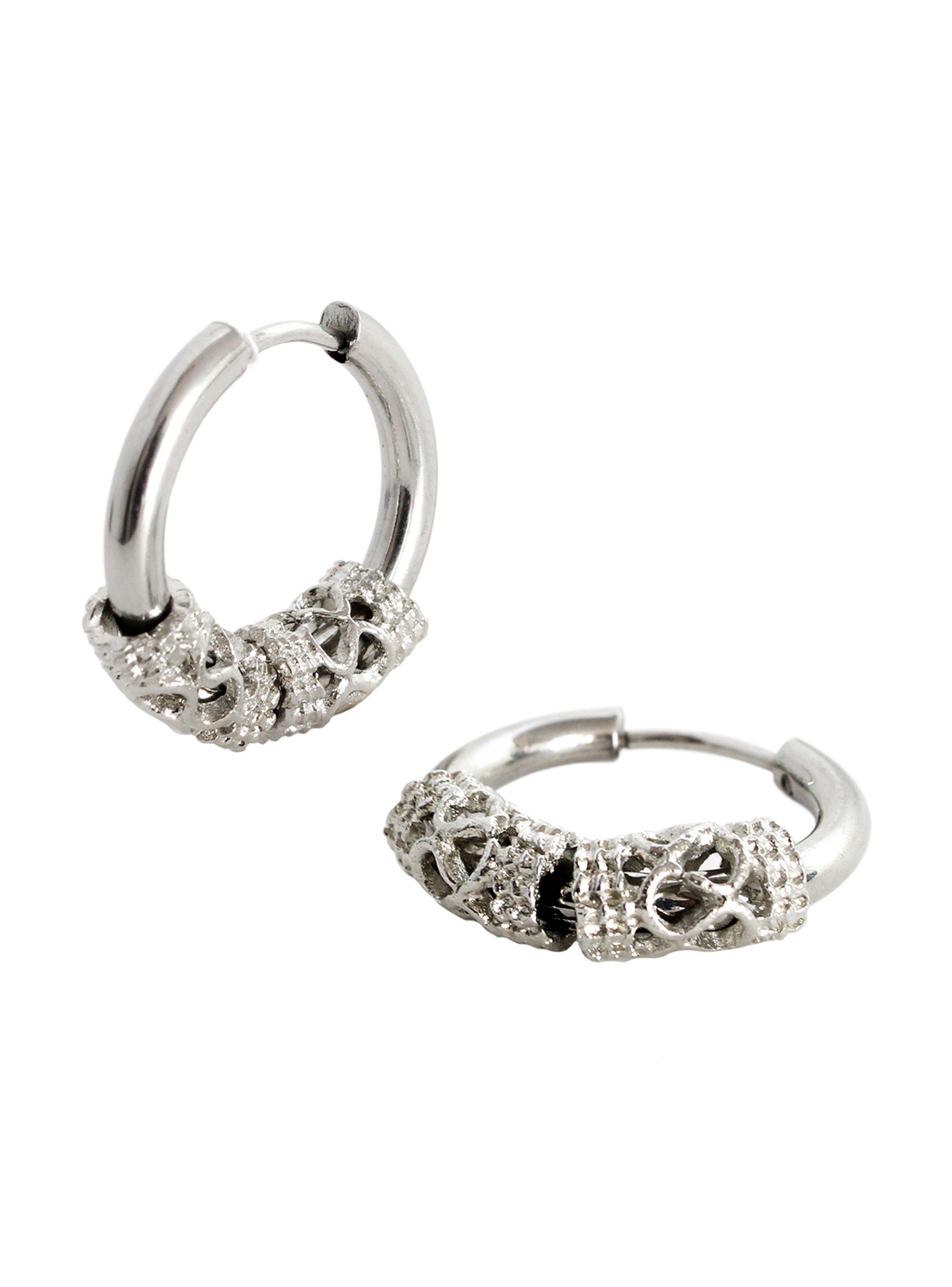 Aros Piercing Acero Quirúrgico Plateado con Dijes-1