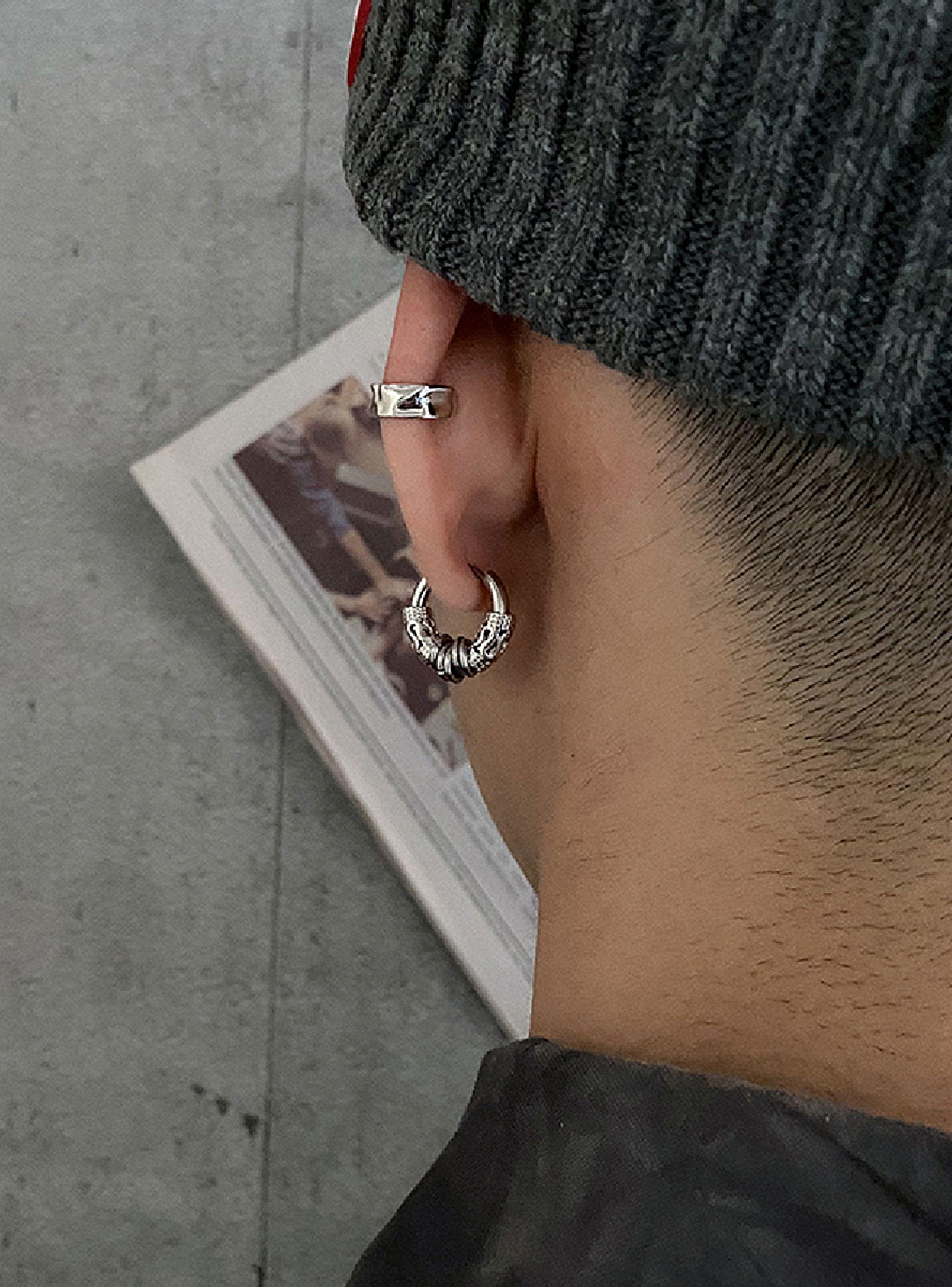 Aros Piercing Acero Quirúrgico Plateado con Dijes-6