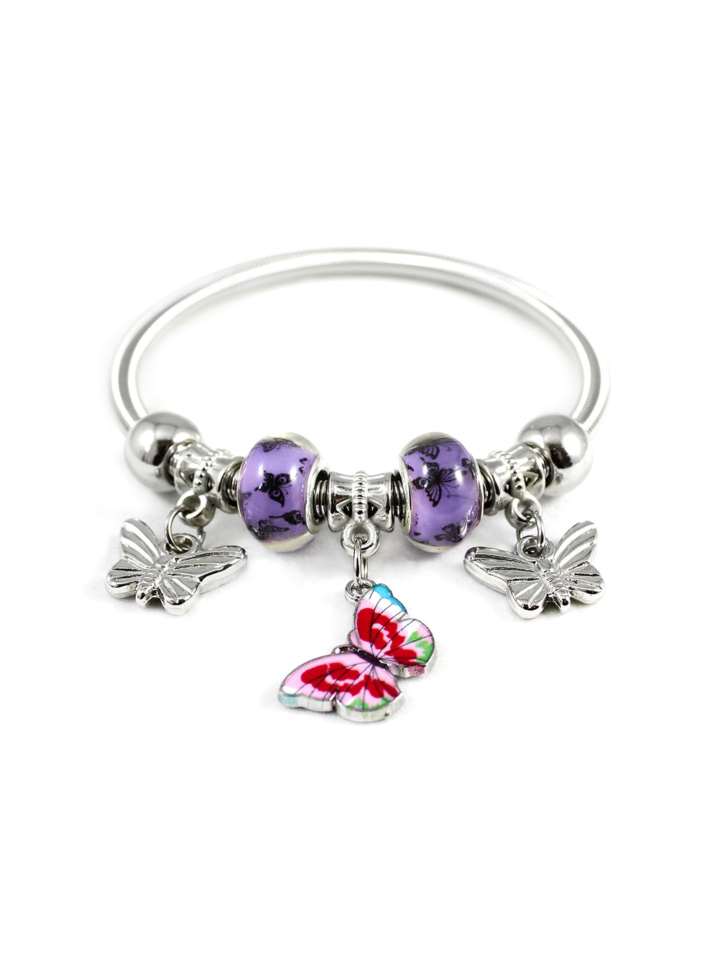 Pulsera Charms Mujer Colgante Mariposas Morado-0