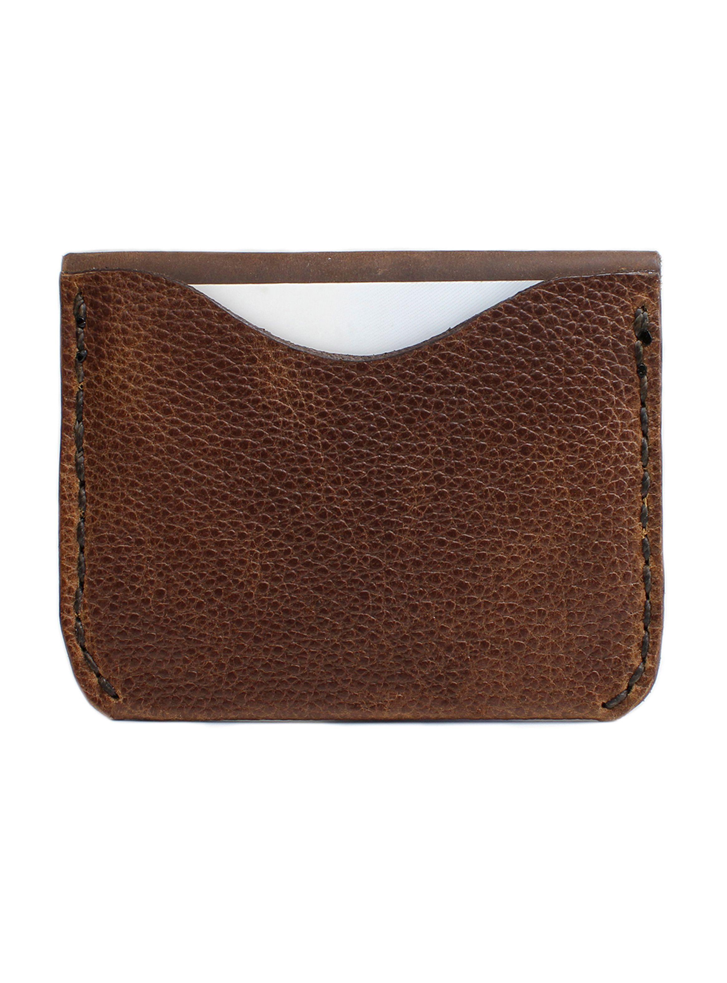 Tarjetero Monedero de Cuero Natural Texturado Marrón Unisex-2