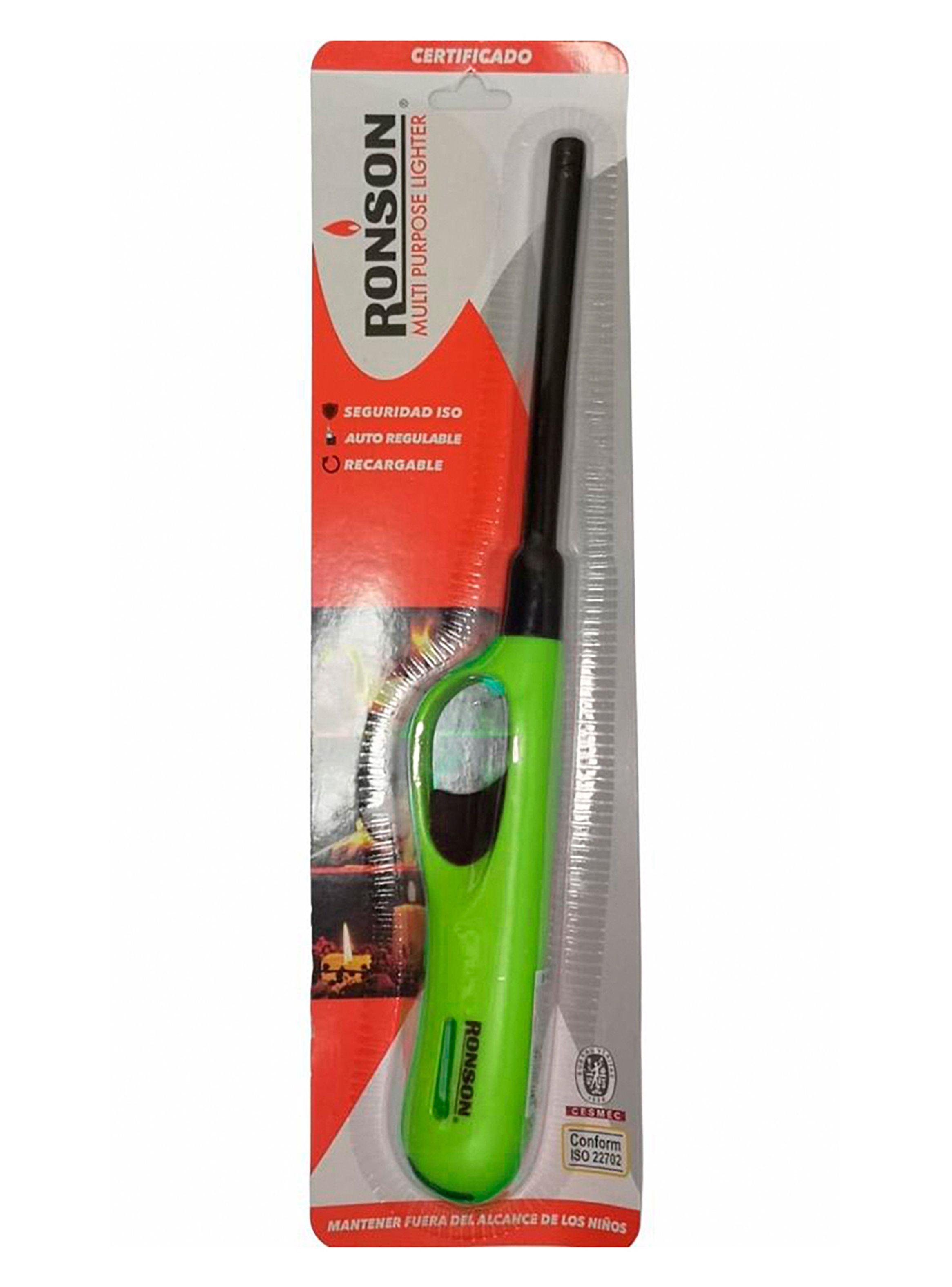 Encendedor Ronson Multipropósito Tubo Largo Con Gancho Verde-1