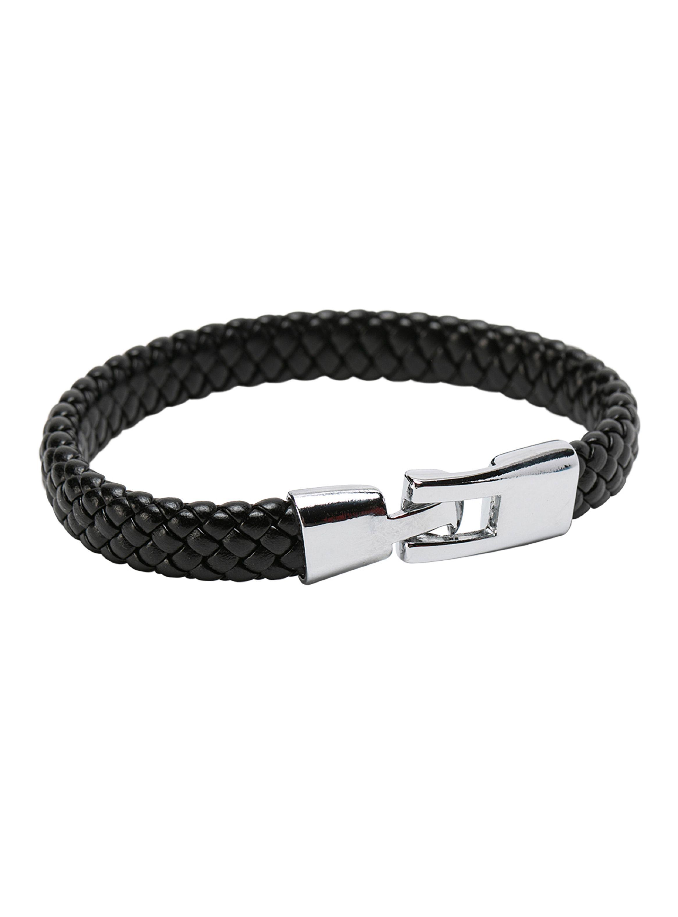 Pulsera Hombre Cuero Tejido Piel de Serpiente Negro-0