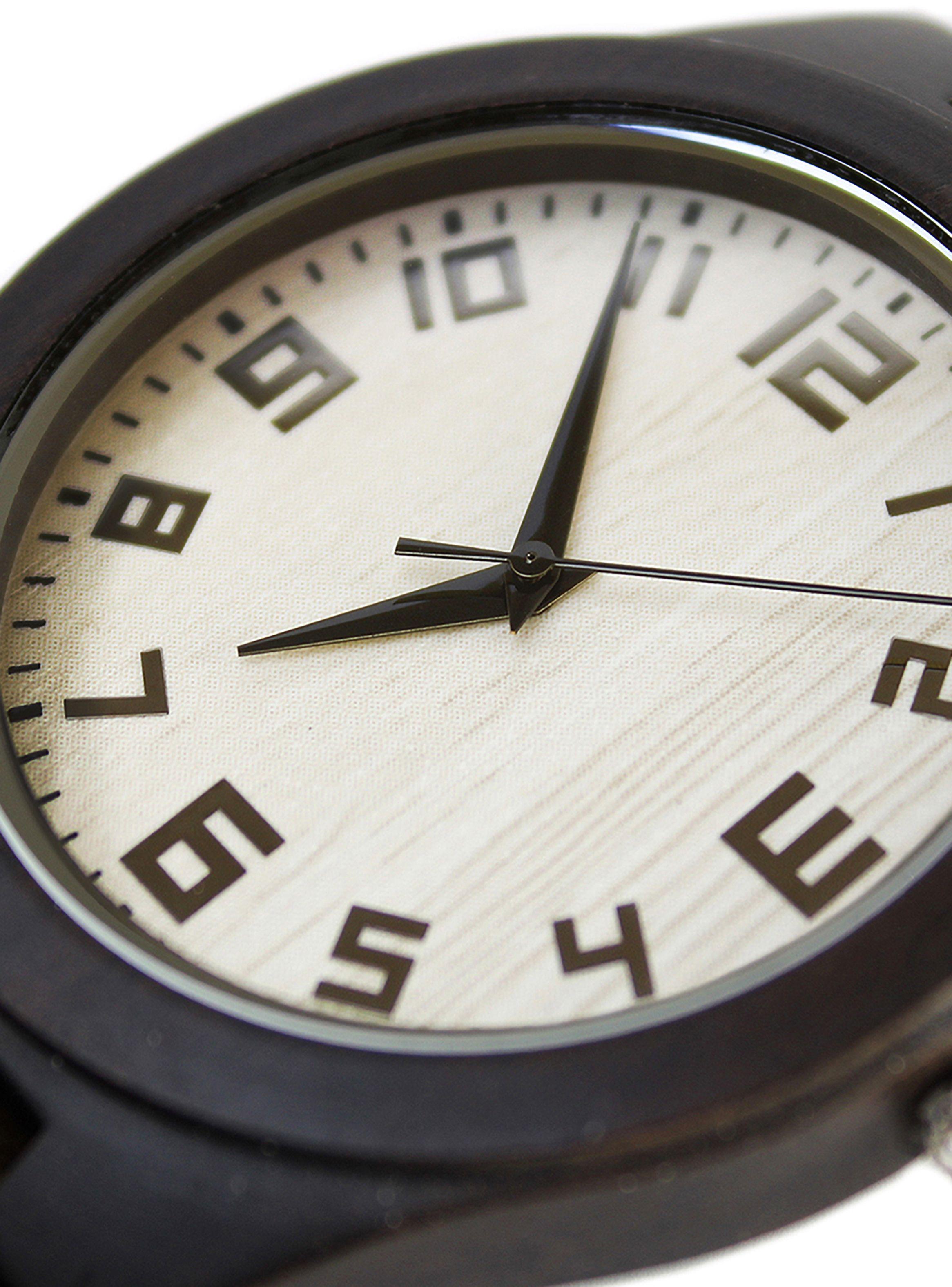 Reloj de Hombre Correa Madera Negro con Dial Numérico-4