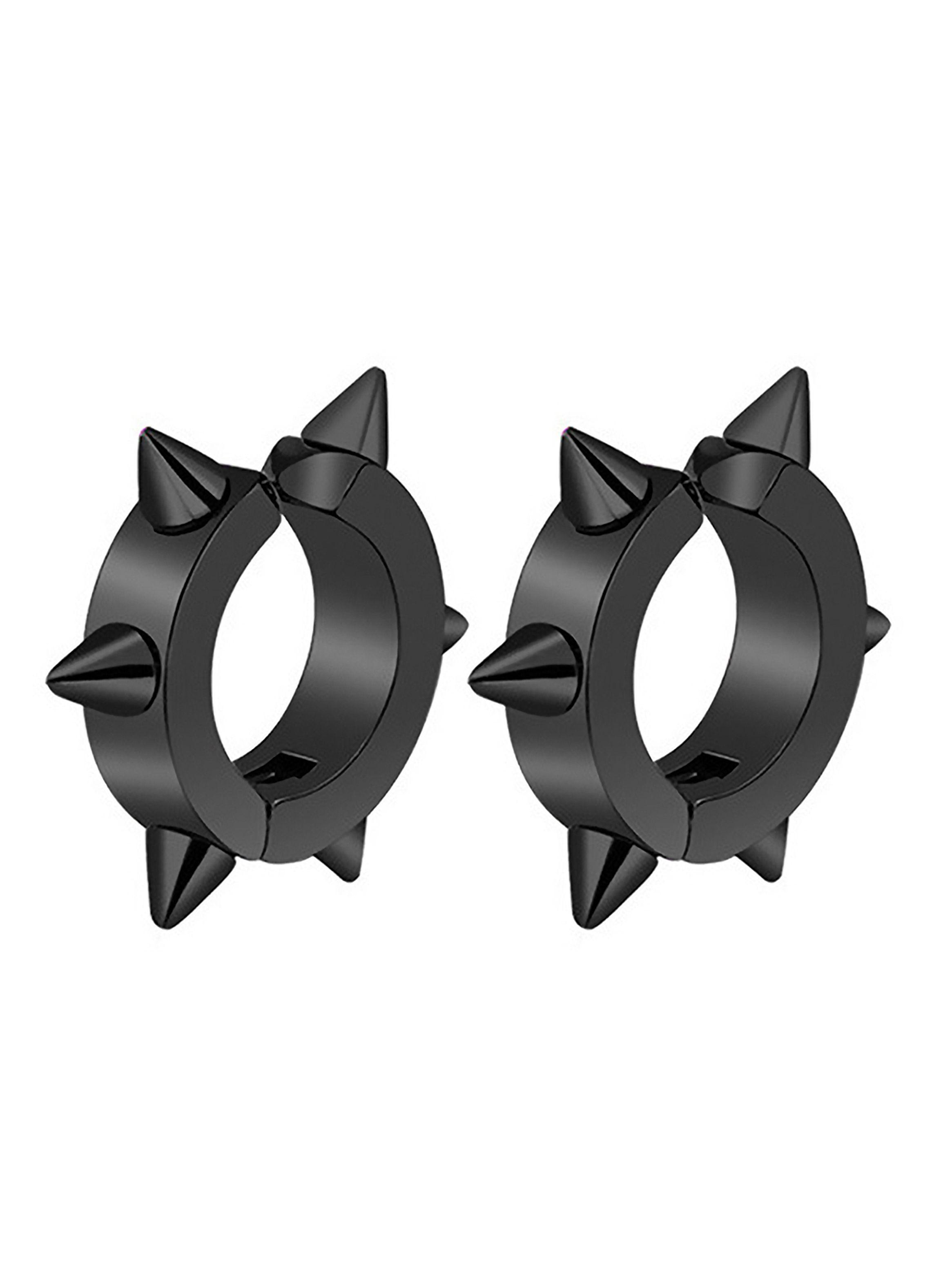 Aros Argollas Huggies A Presión Acero Negro con Espinas-0