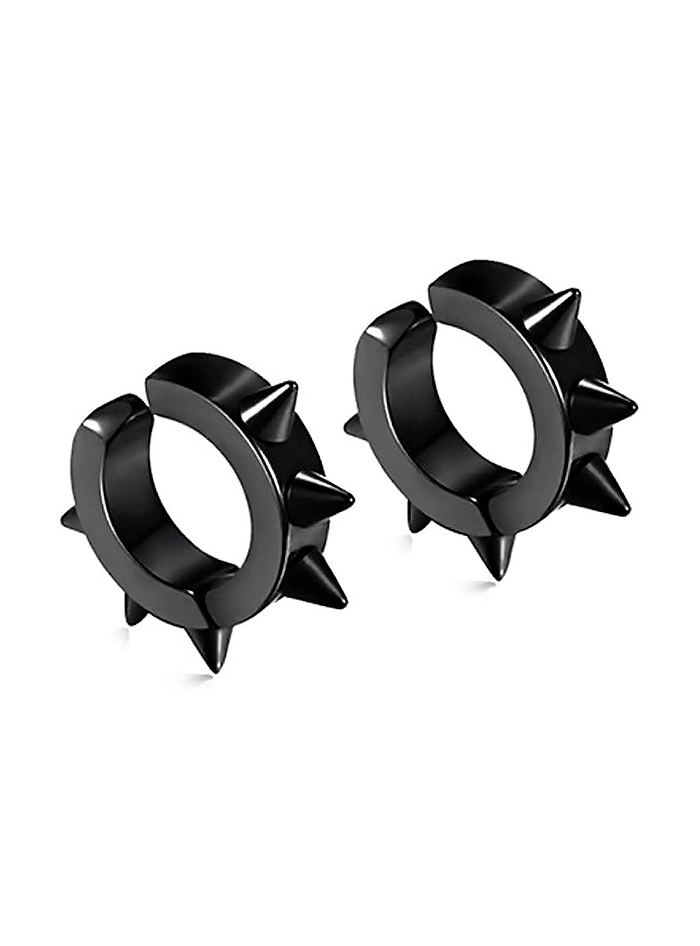 Aros Argollas Huggies A Presión Acero Negro con Espinas-1