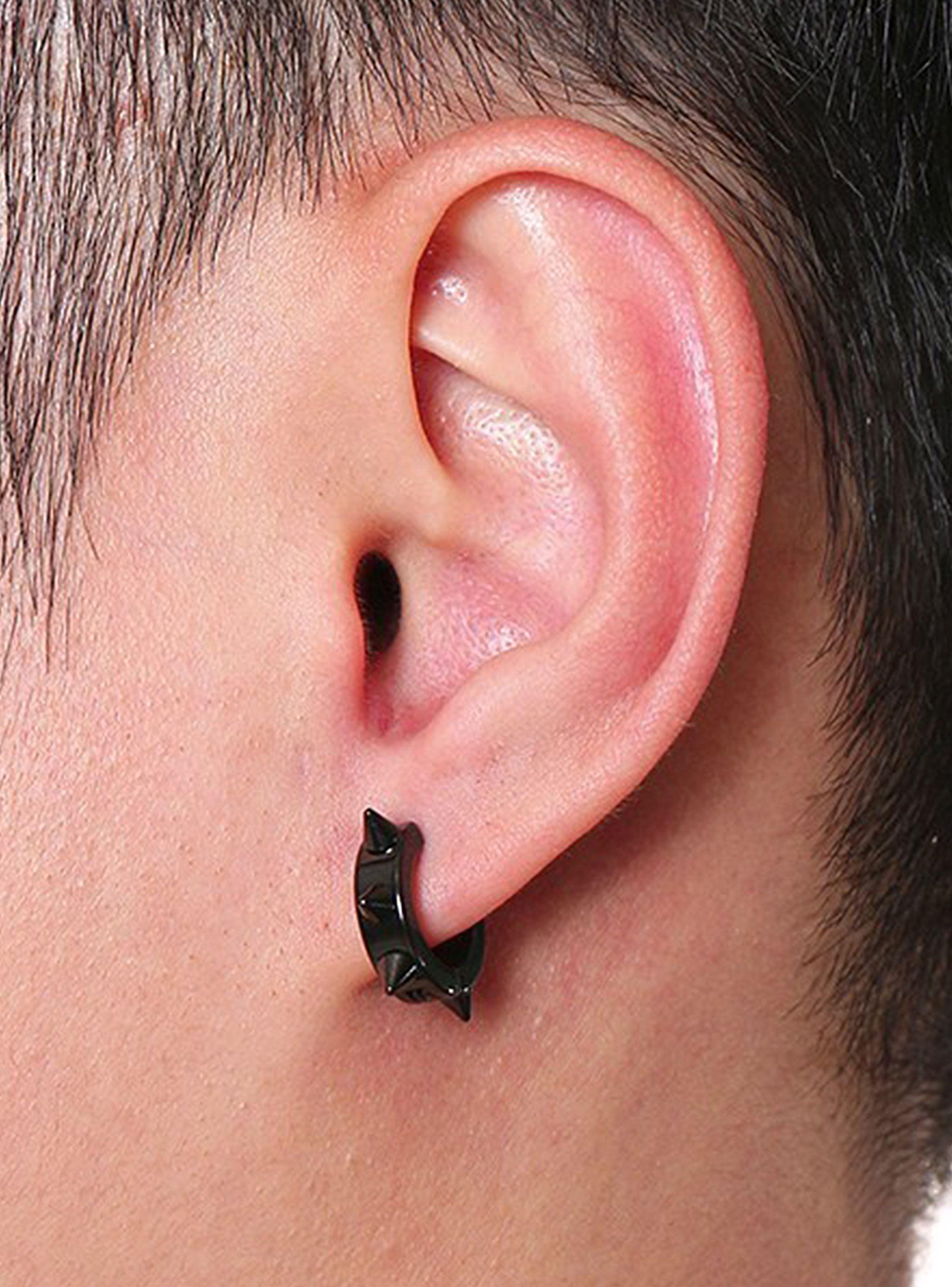 Aros Argollas Huggies A Presión Acero Negro con Espinas-3