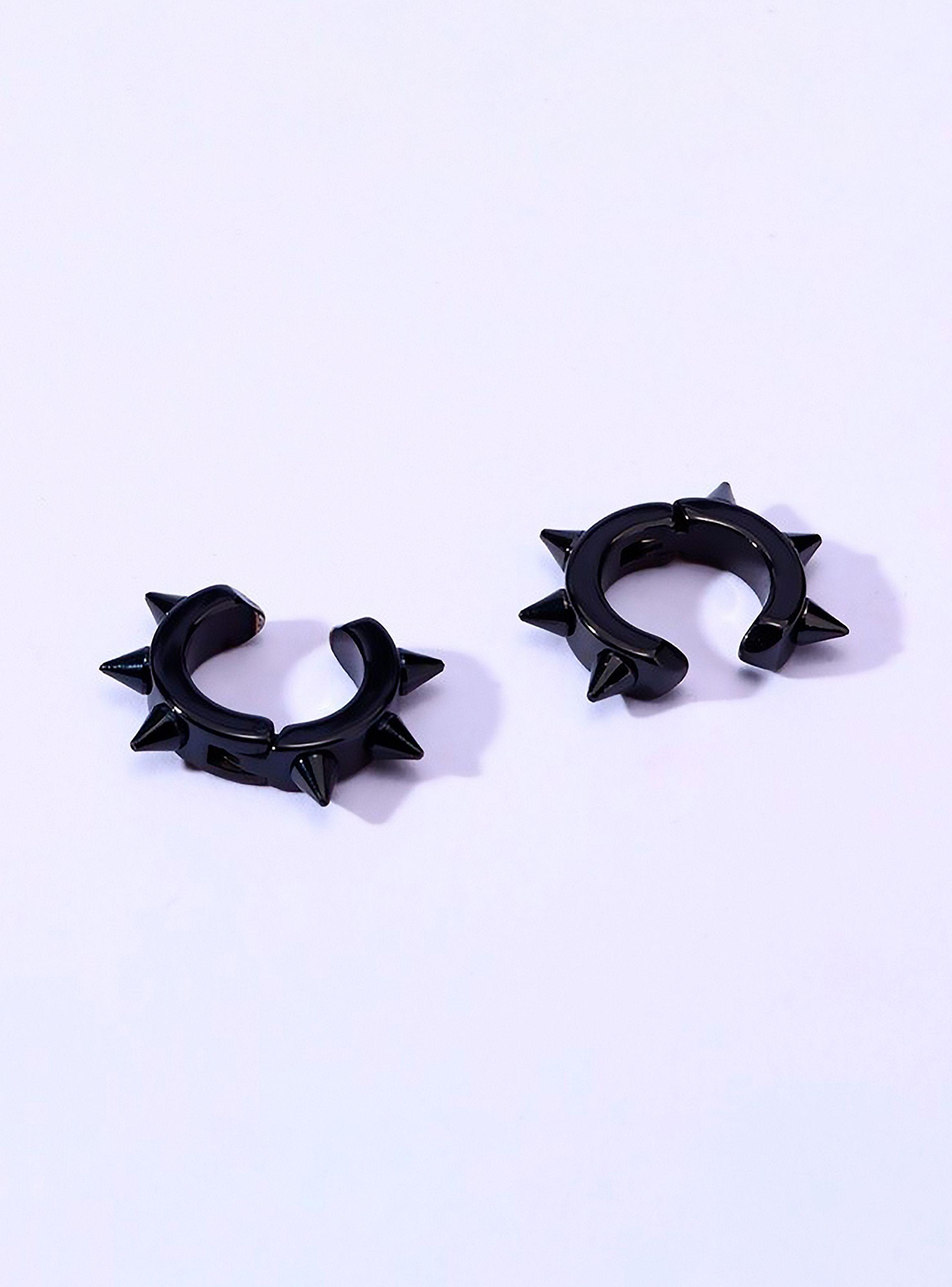 Aros Argollas Huggies A Presión Acero Negro con Espinas-4