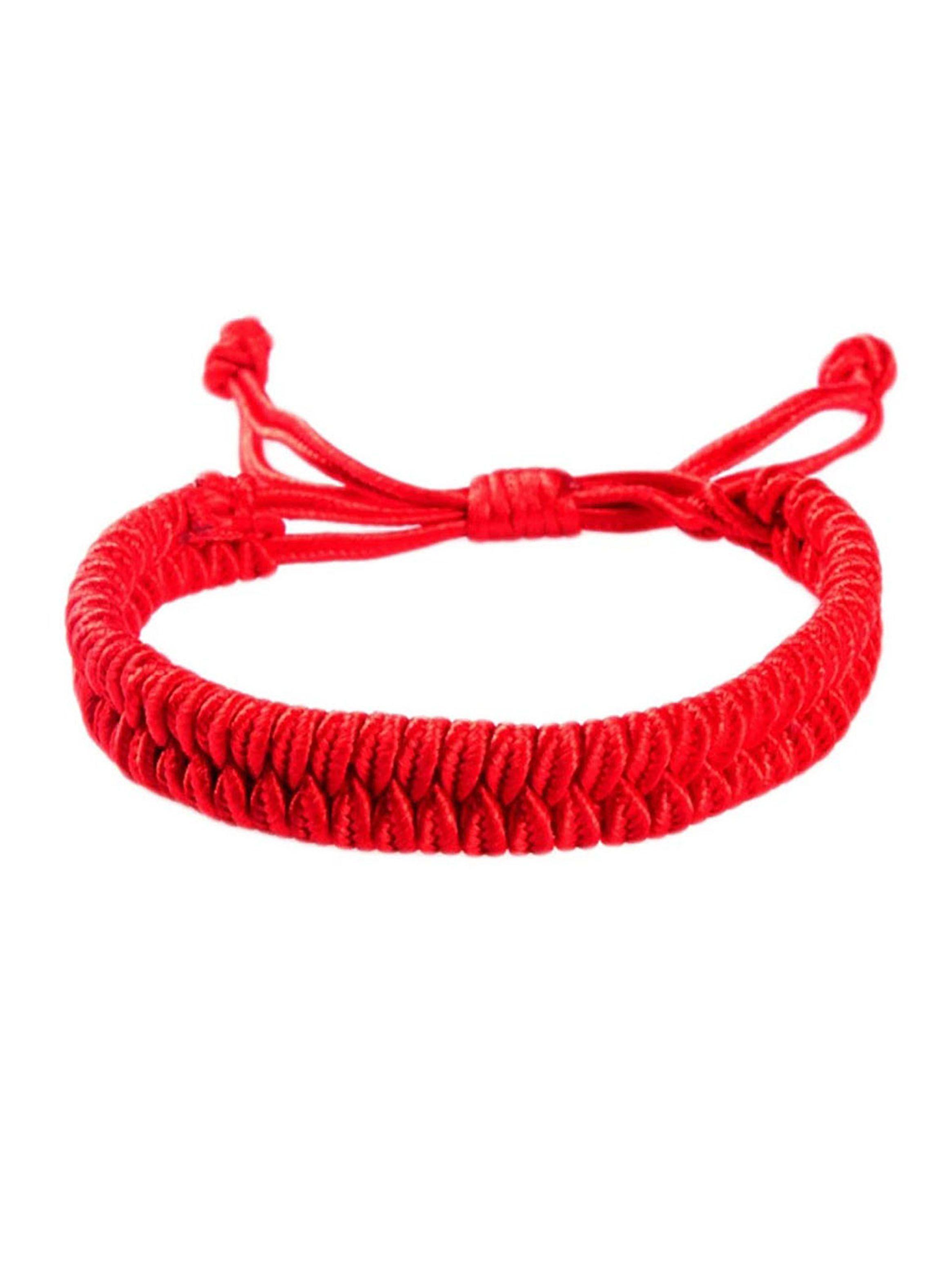 Pulsera Protección Tejida En Cordón Rojo-0