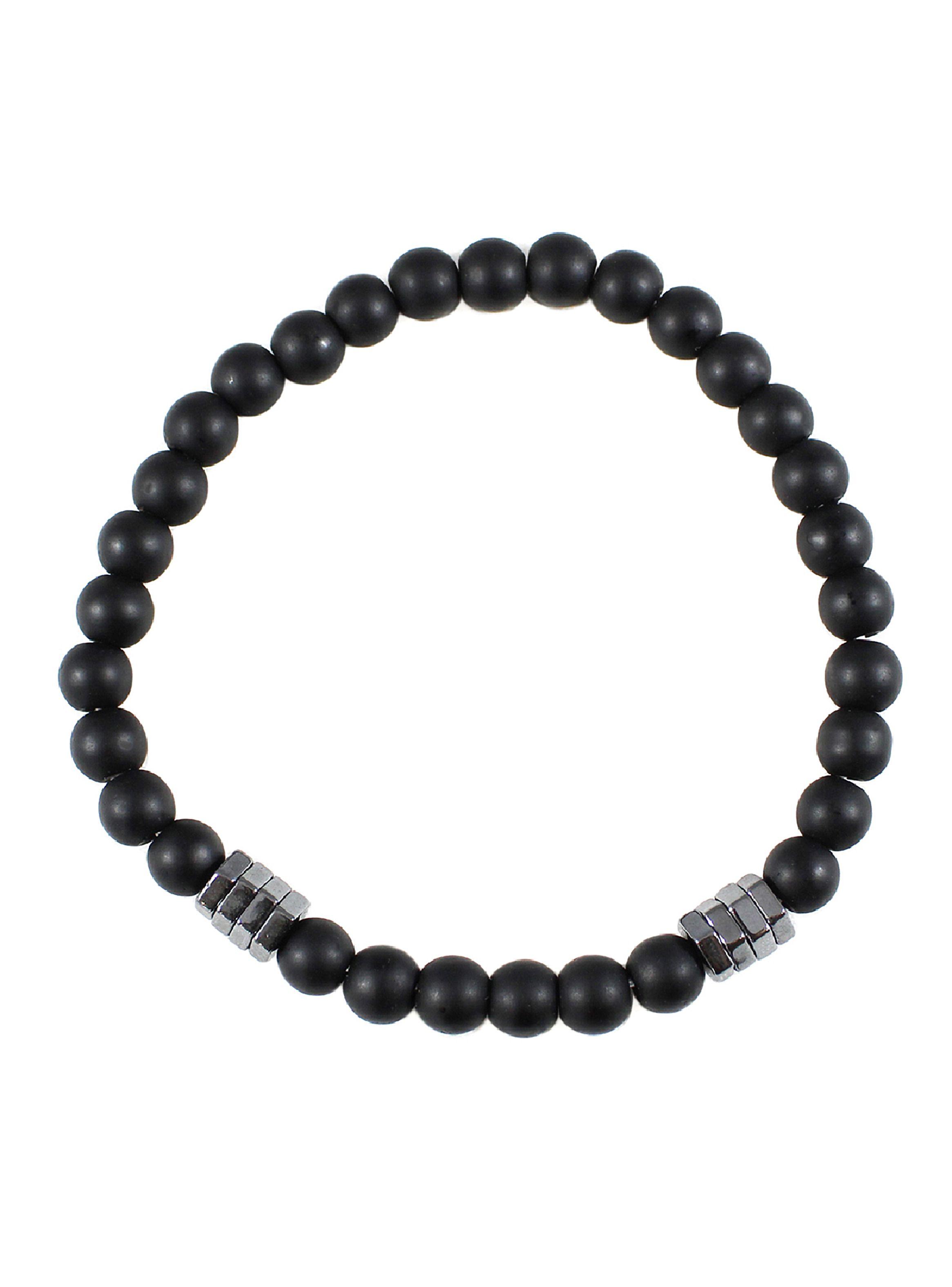 Pulsera Piedras Naturales Ónix Mate con Hematita-1