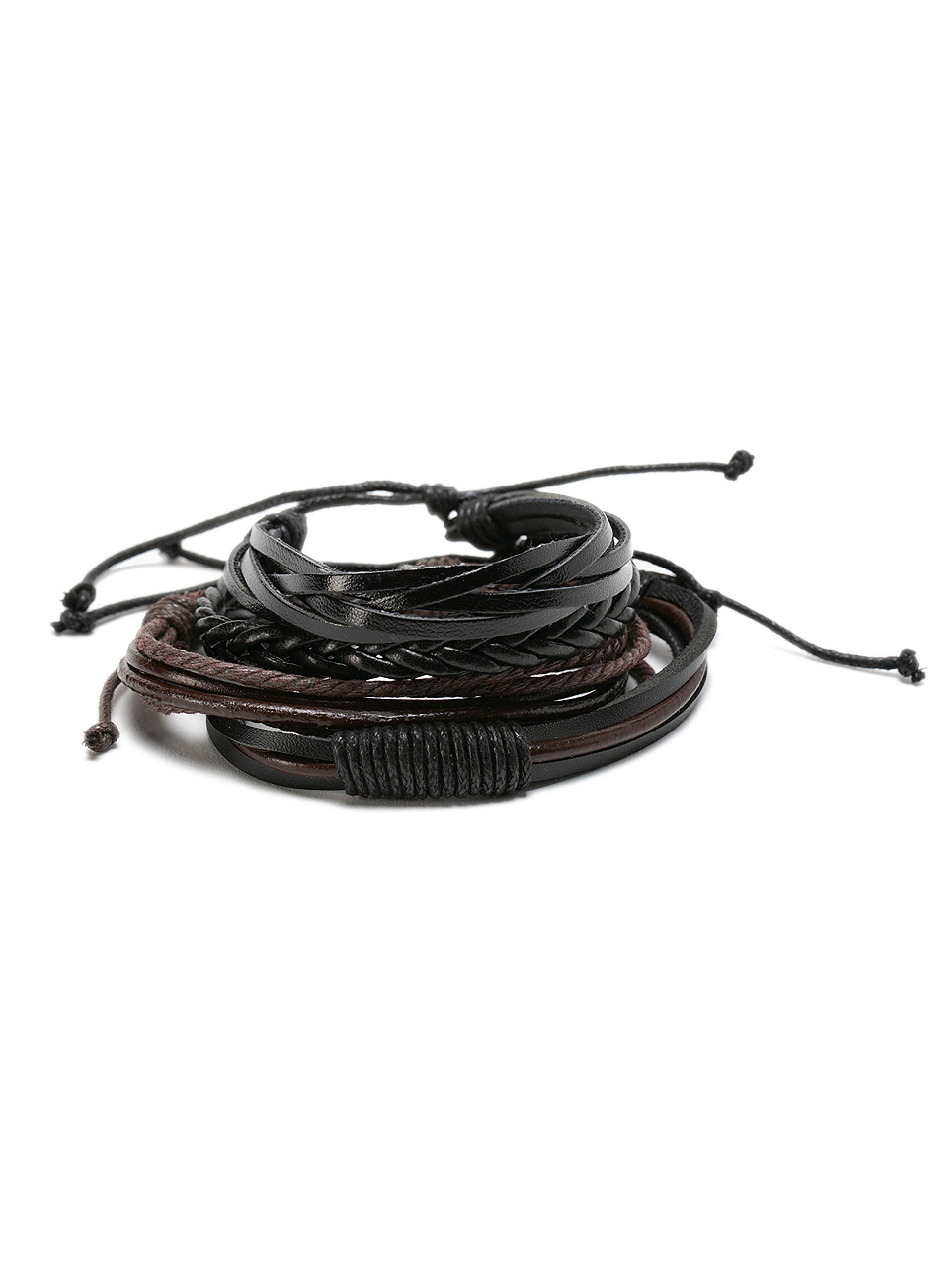 Pulseras de Cuero Ajustable Negro y Café Pack 4 Unidades-2