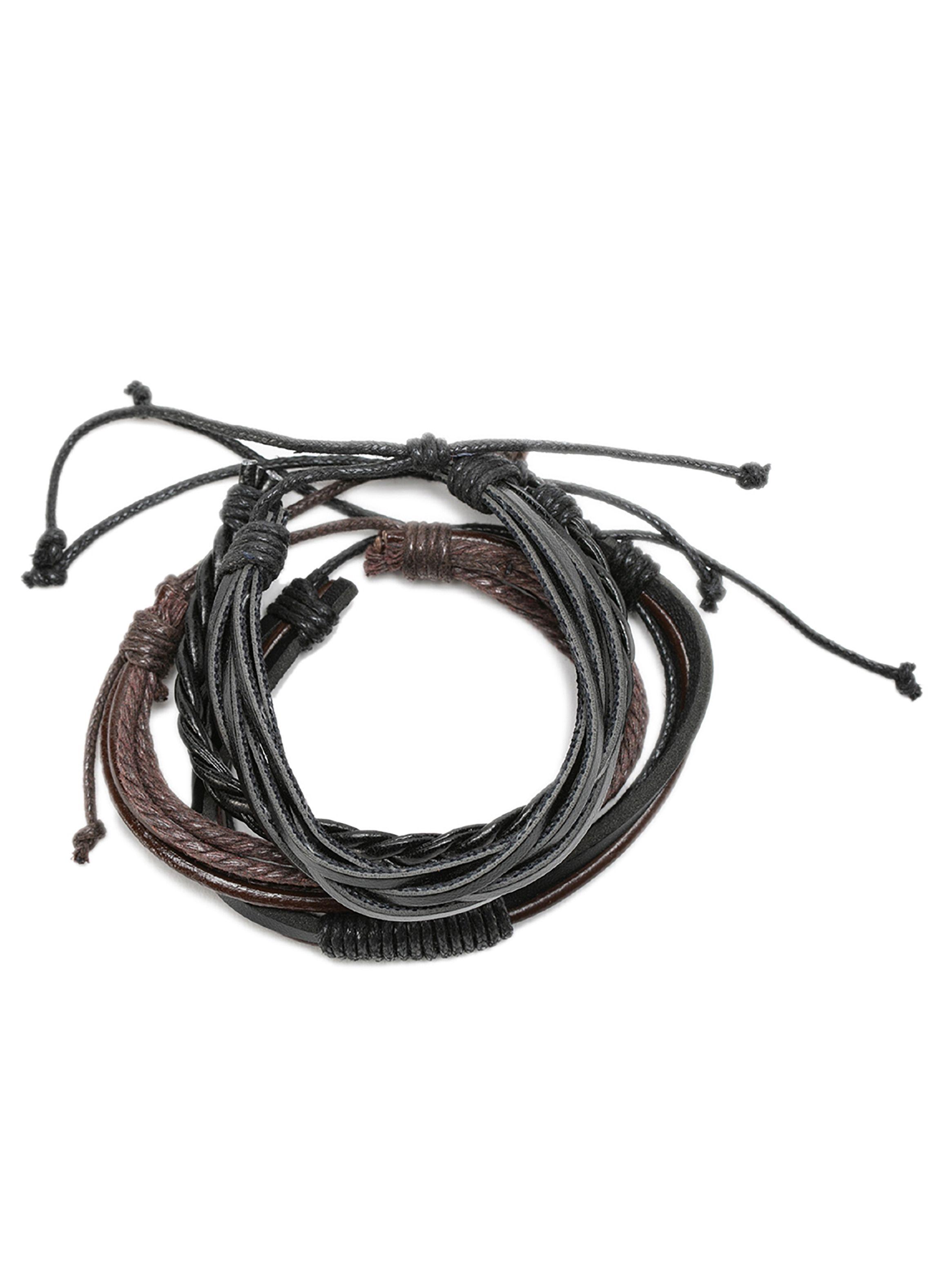 Pulseras de Cuero Ajustable Negro y Café Pack 4 Unidades-3