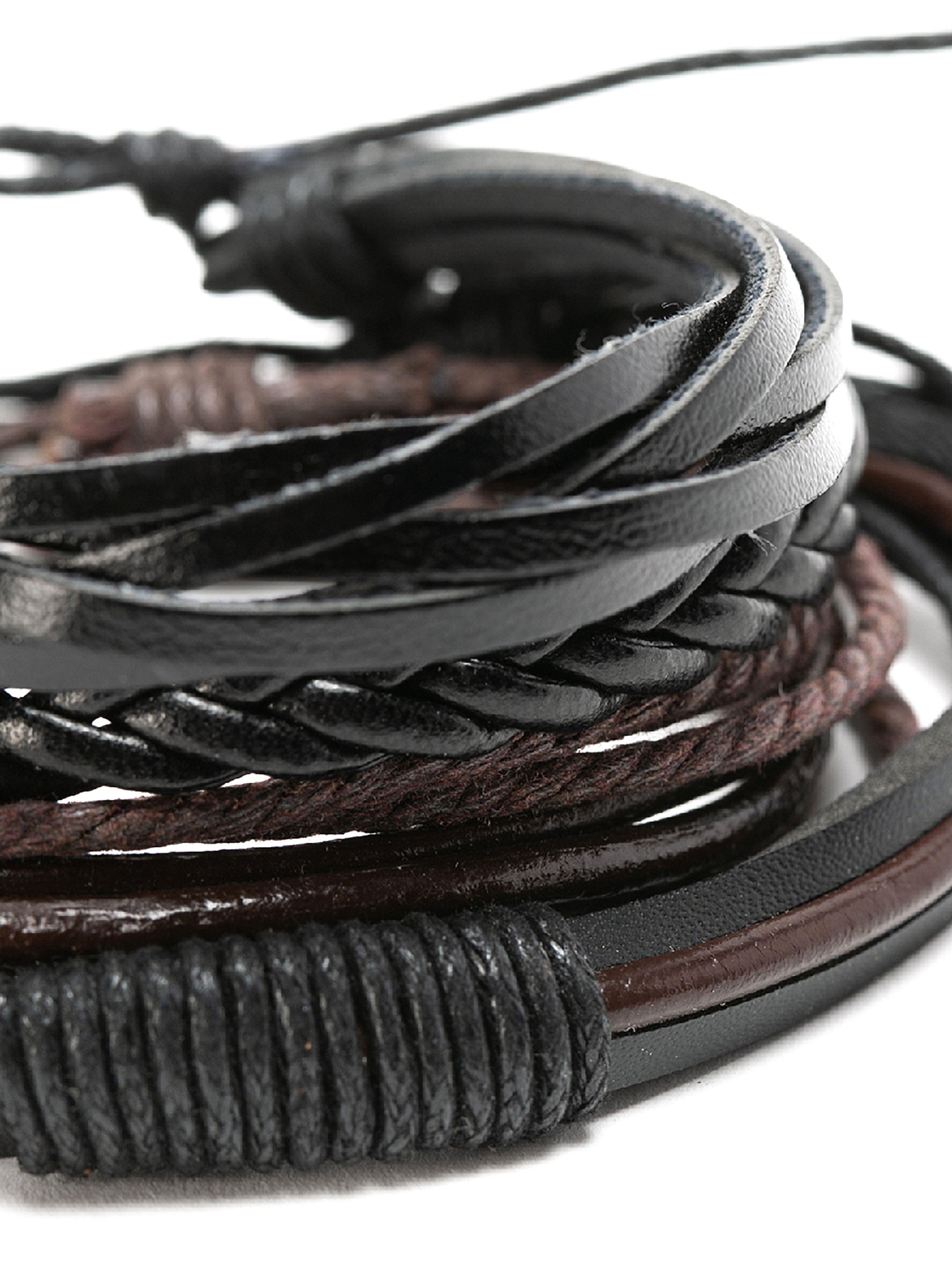 Pulseras de Cuero Ajustable Negro y Café Pack 4 Unidades-4