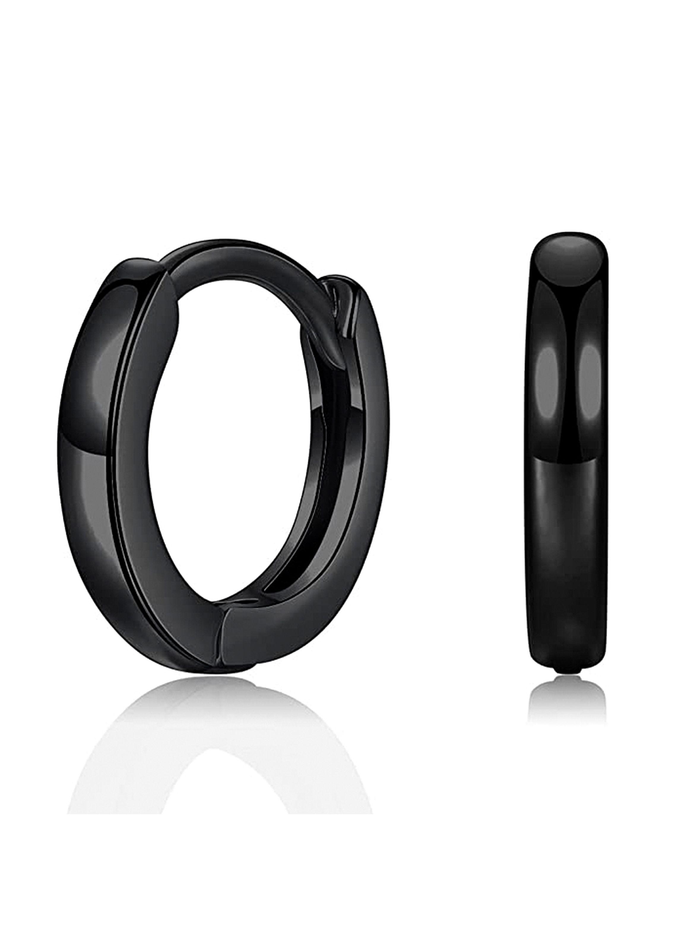 Aros Argolla Delgadas Acero Quirúrgico Negro Par-4