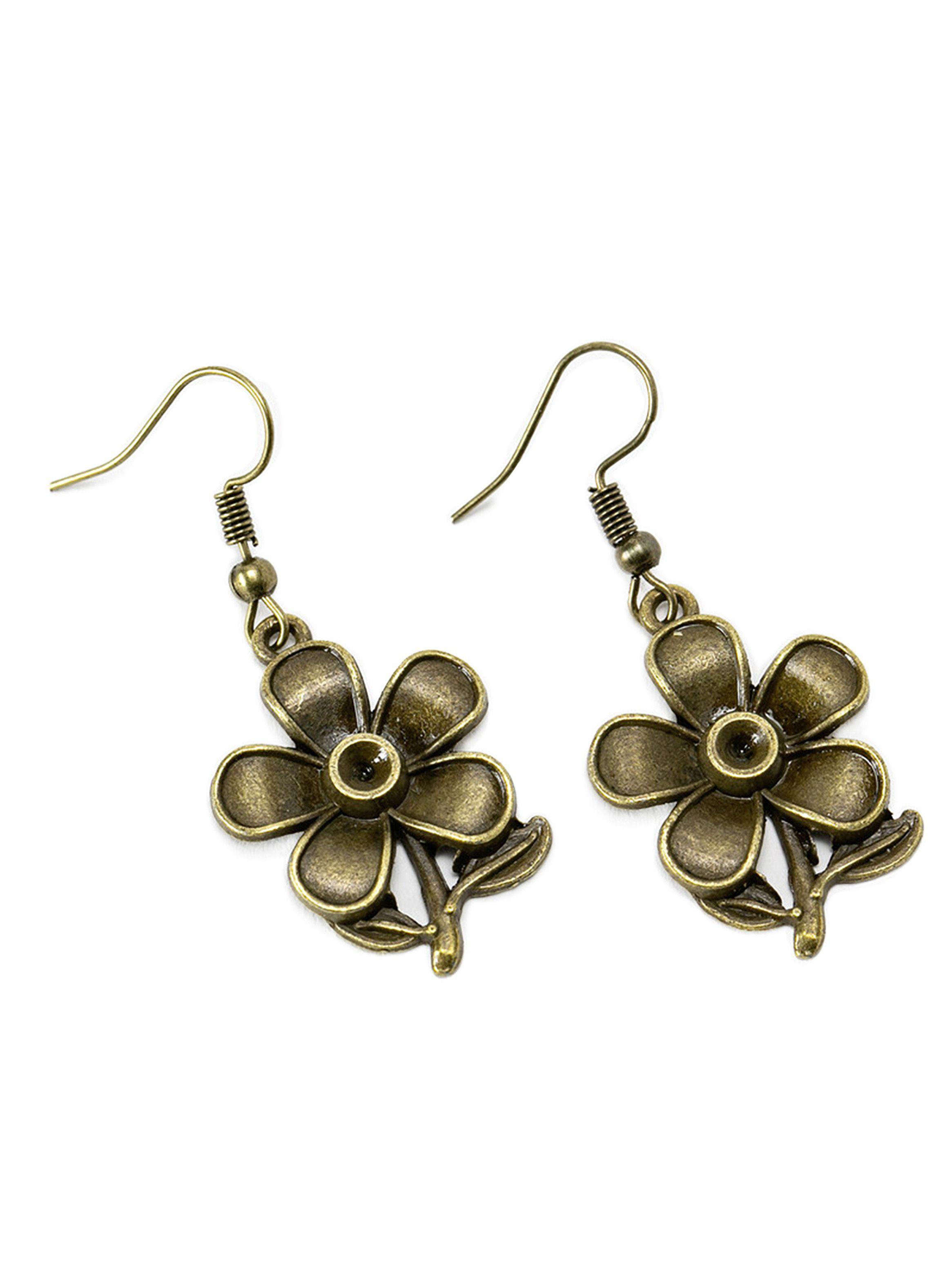 Aretes Mujer Elegante Flor Envejecida-0