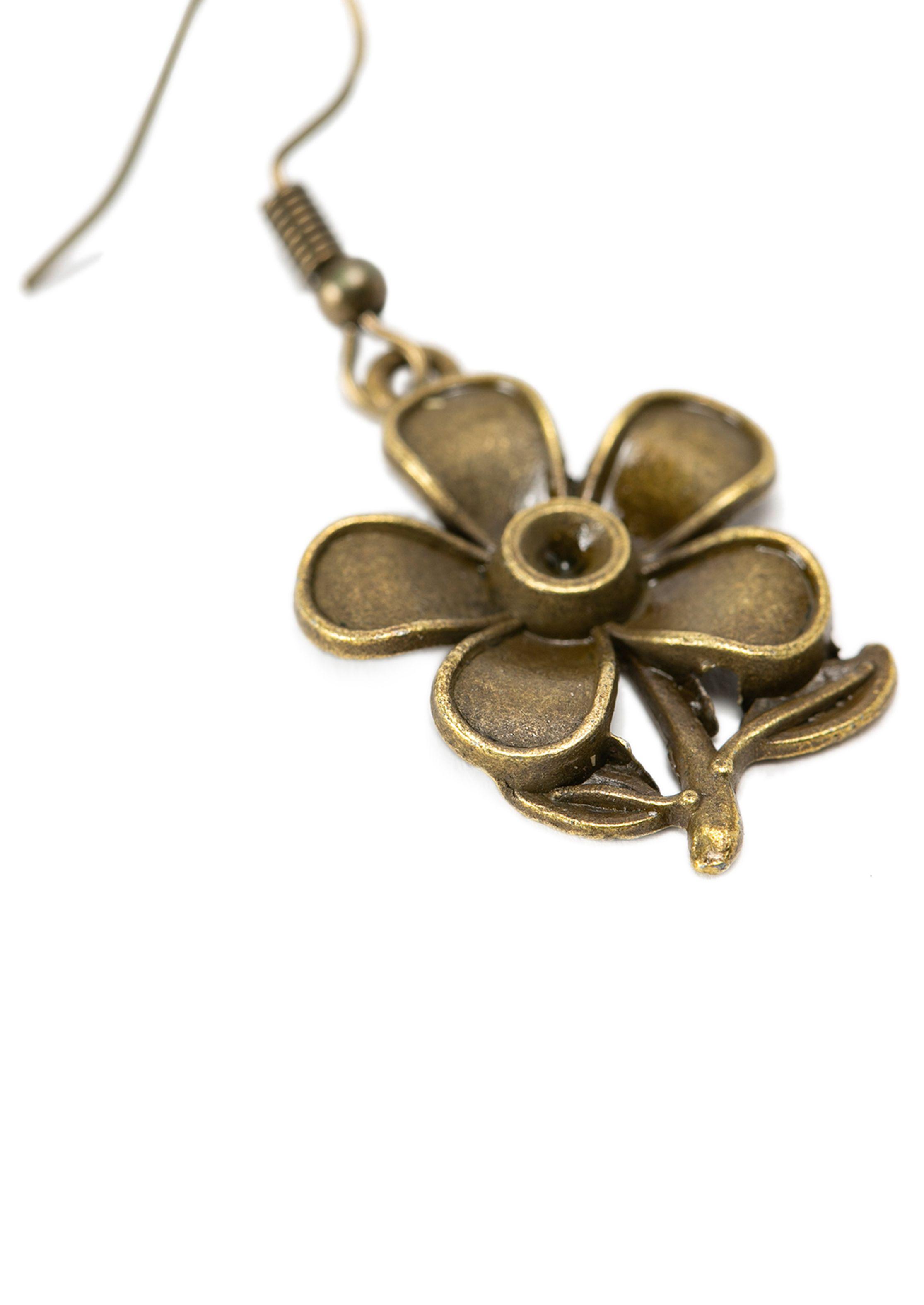 Aretes Mujer Elegante Flor Envejecida-1