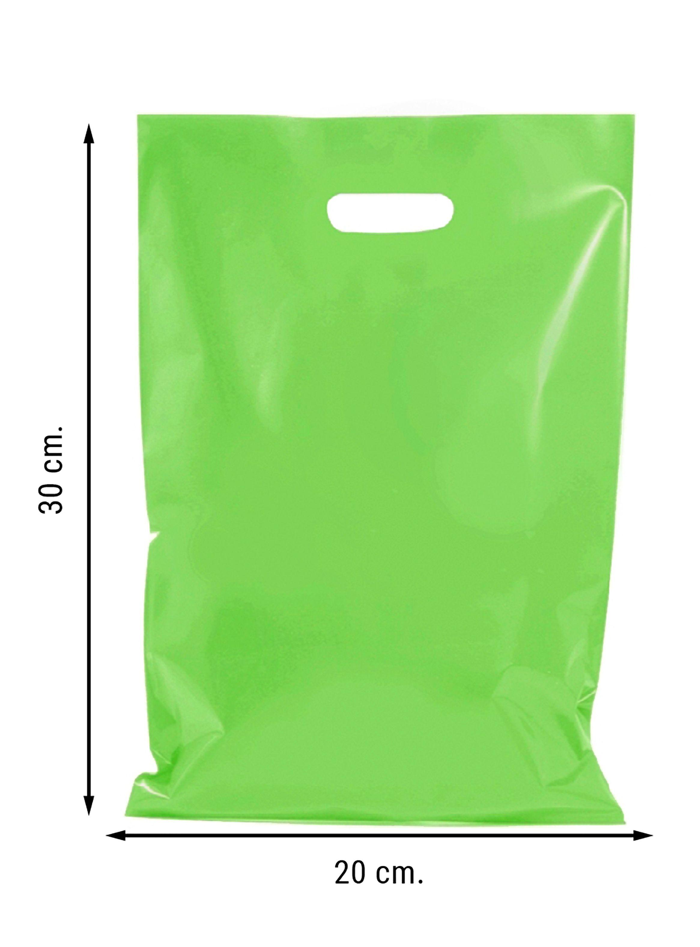 Bolsa Plástica Boutique Troquelada Riñon 20x30 Verde-1