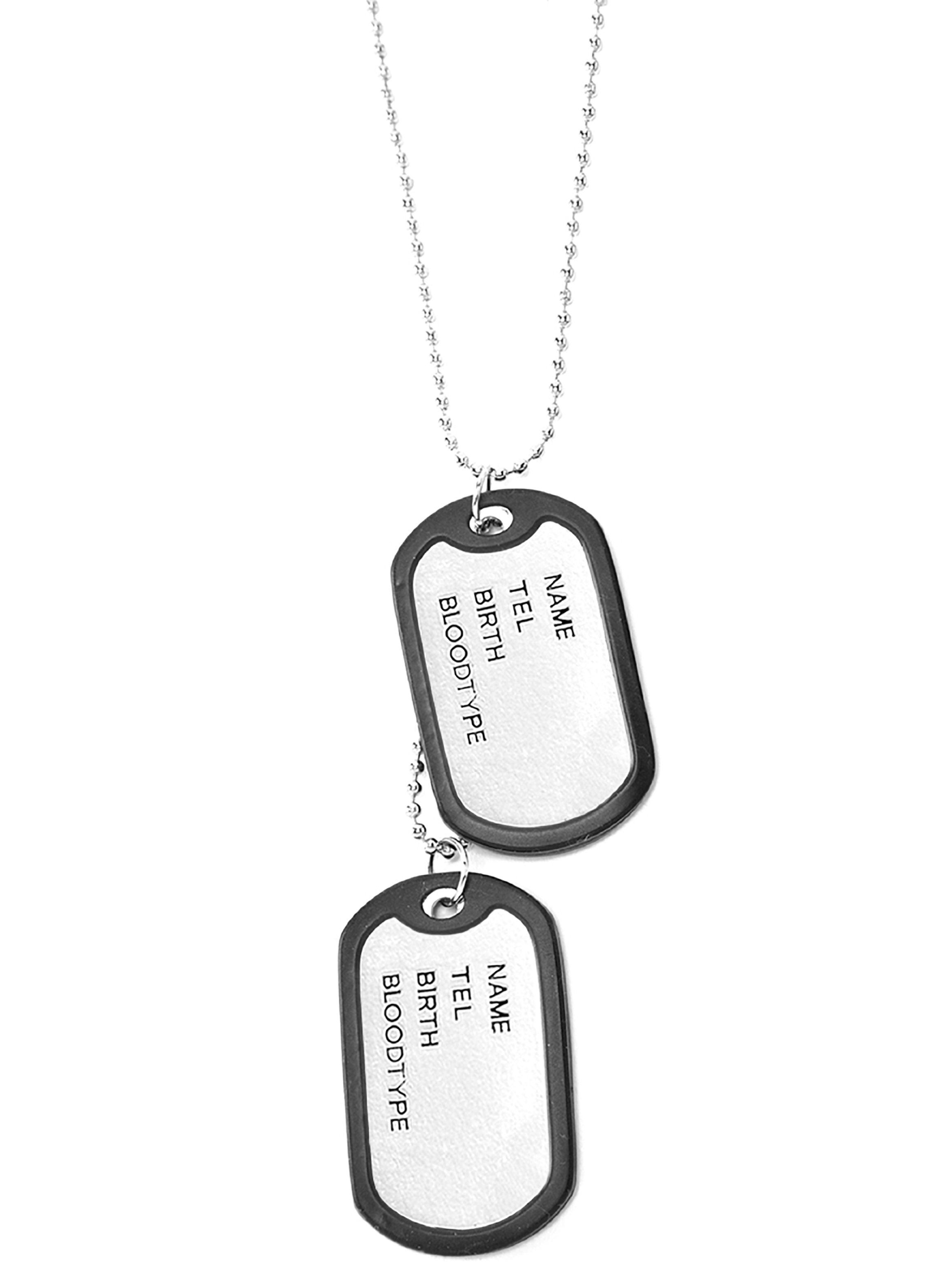 Collar Cadena con Placas Estilo Militar Plateado-1